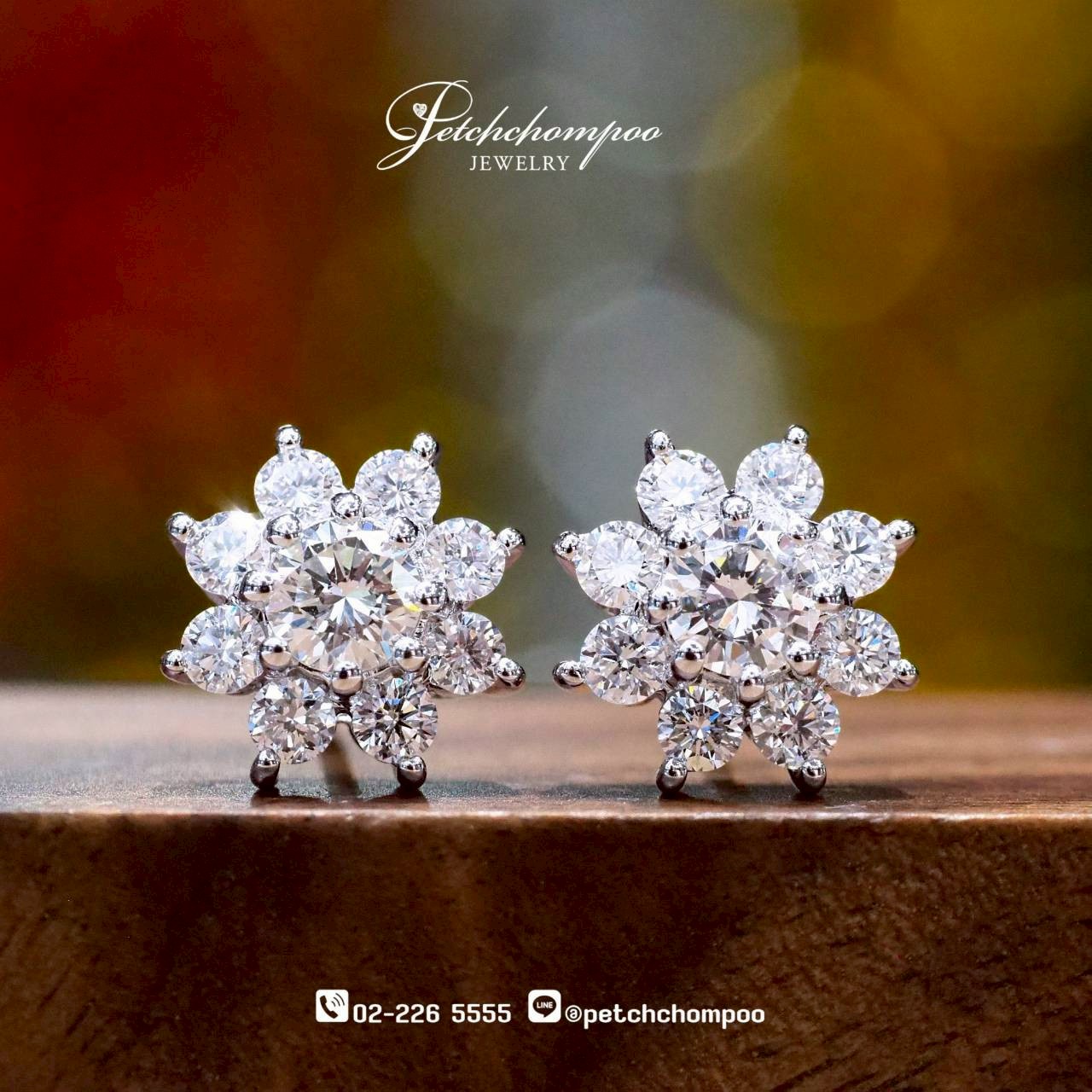 [29994] ต่างหูเพชร Floral Bloom 1.52 กะรัต ลดราคาเหลือ 48,000