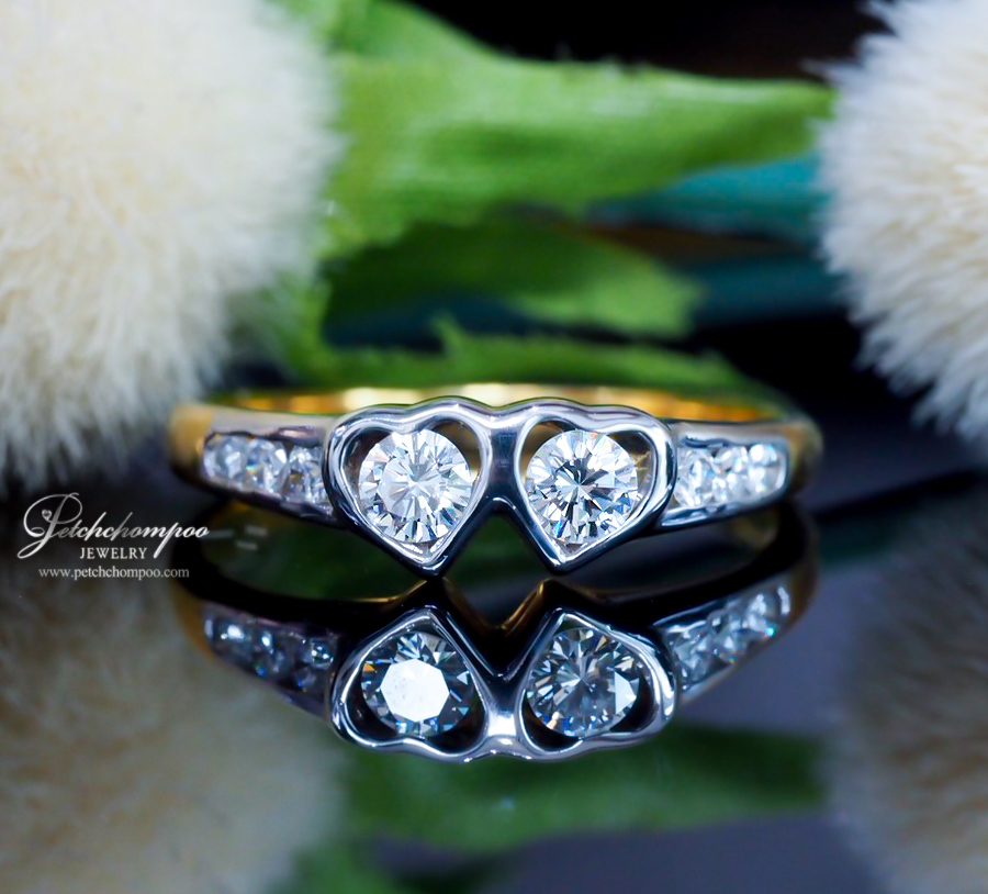 [008249] แหวนเพชรรูปหัวใจคู่ ลดราคาเหลือ 19,000