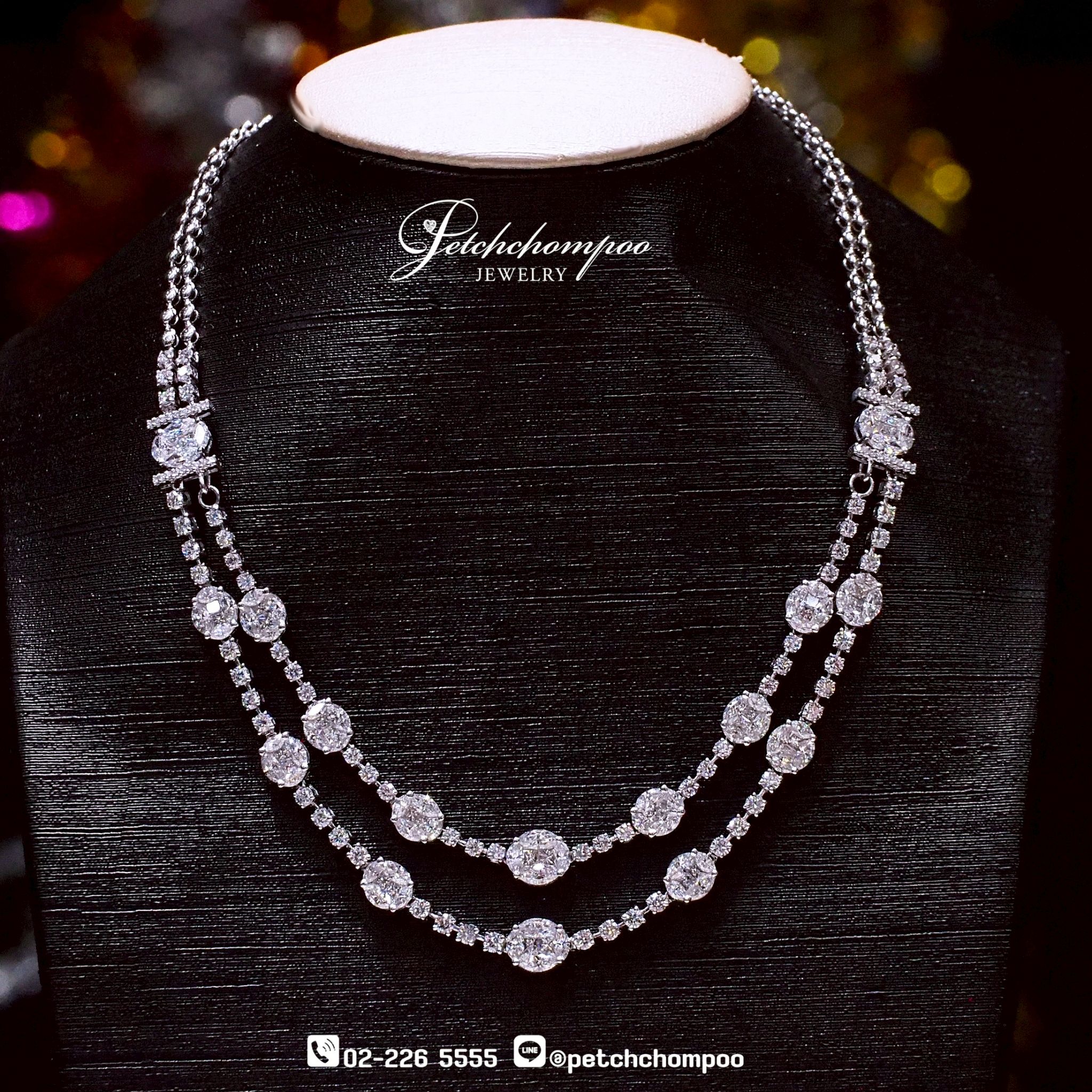 [004121] สร้อยคอเพชรสองสายน้ำ 99 ลดราคาเหลือ 599,000