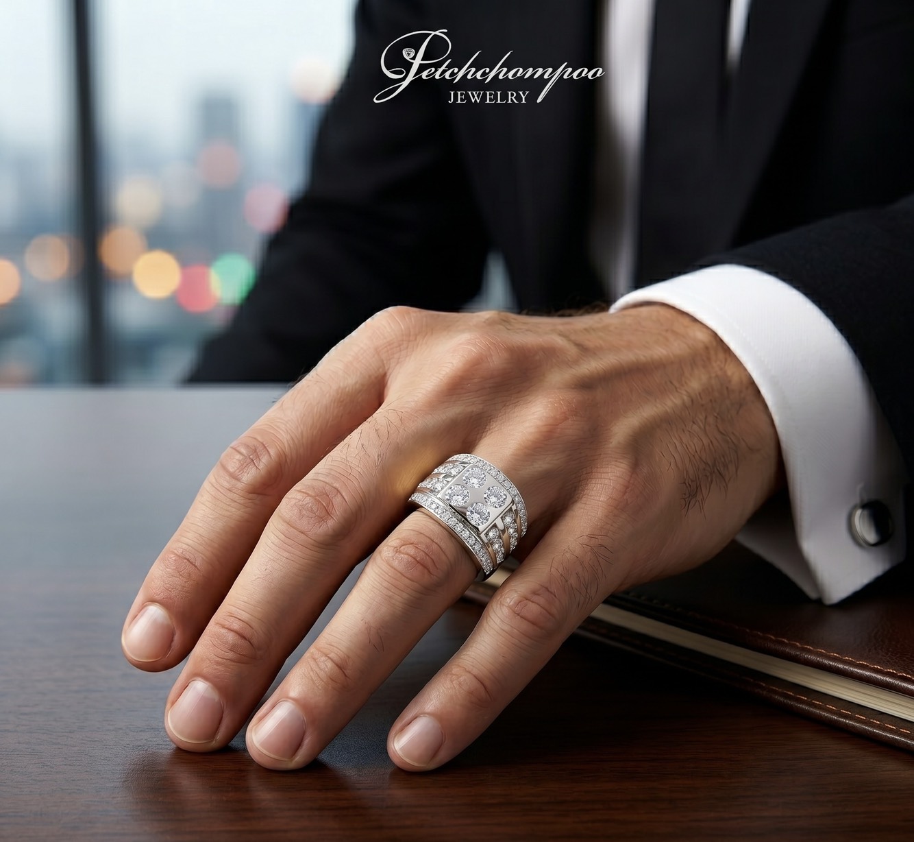 [28376] Majestic Grid™ Men's Diamond Ring — 4.50 ct with GIA Discount 239,000