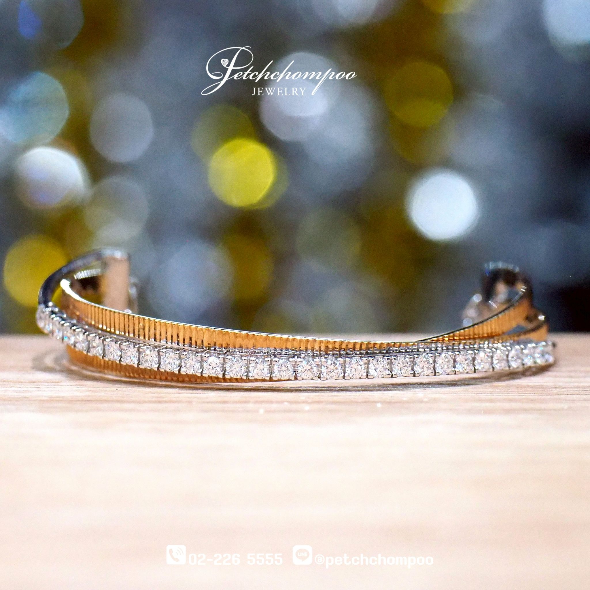 [021882] “Rosé Curve™” – Diamond Crossover Line Bangle in 18K Pink Gold, 1.29 Carats  89,000 