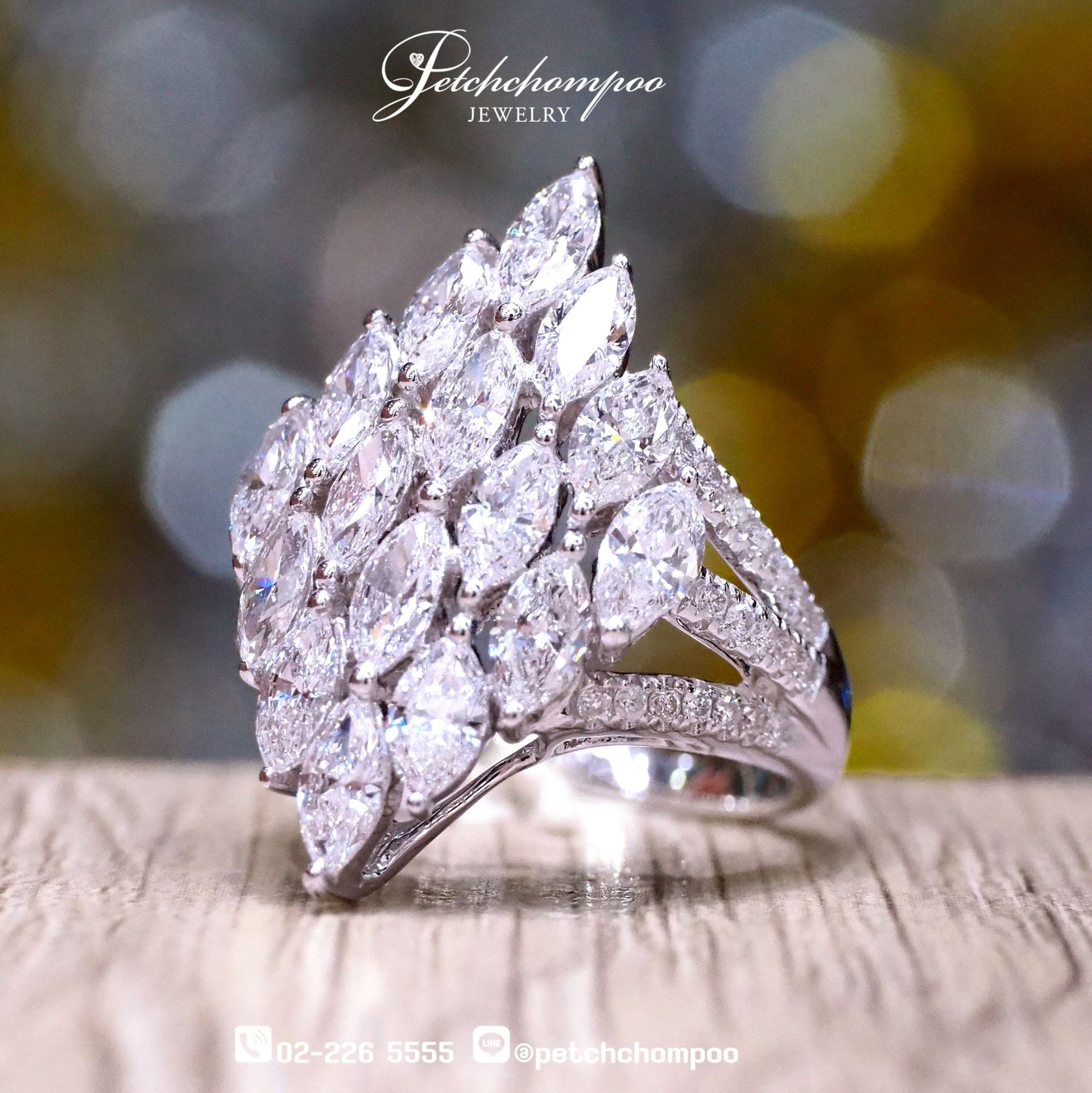 [023722] แหวนเพชรมาคีร์คัตน้ำ 100 หน้ากว้าง  169,000 