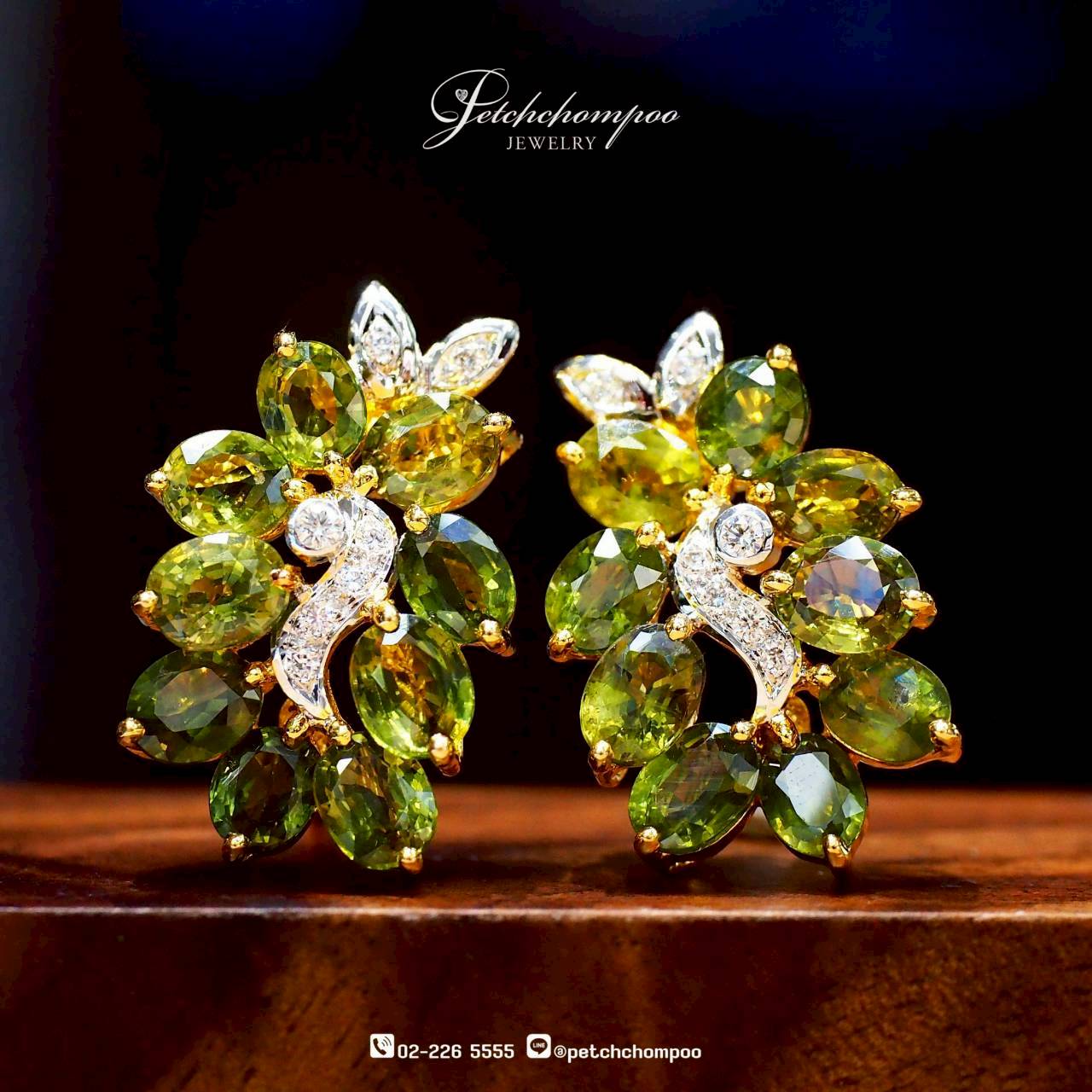 [30525] Verdant Elegance Drops™ – Green Zircon Leaf Earrings  79,000 