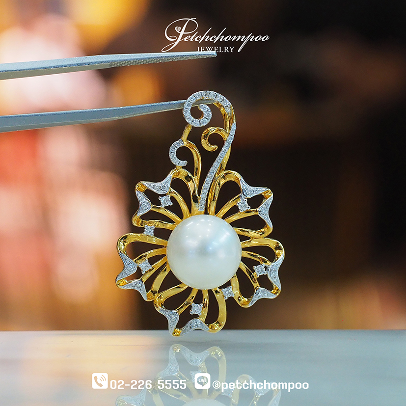 [27782] จี้ไข่มุก South Sea 12 mm ล้อมเพชร  49,000 