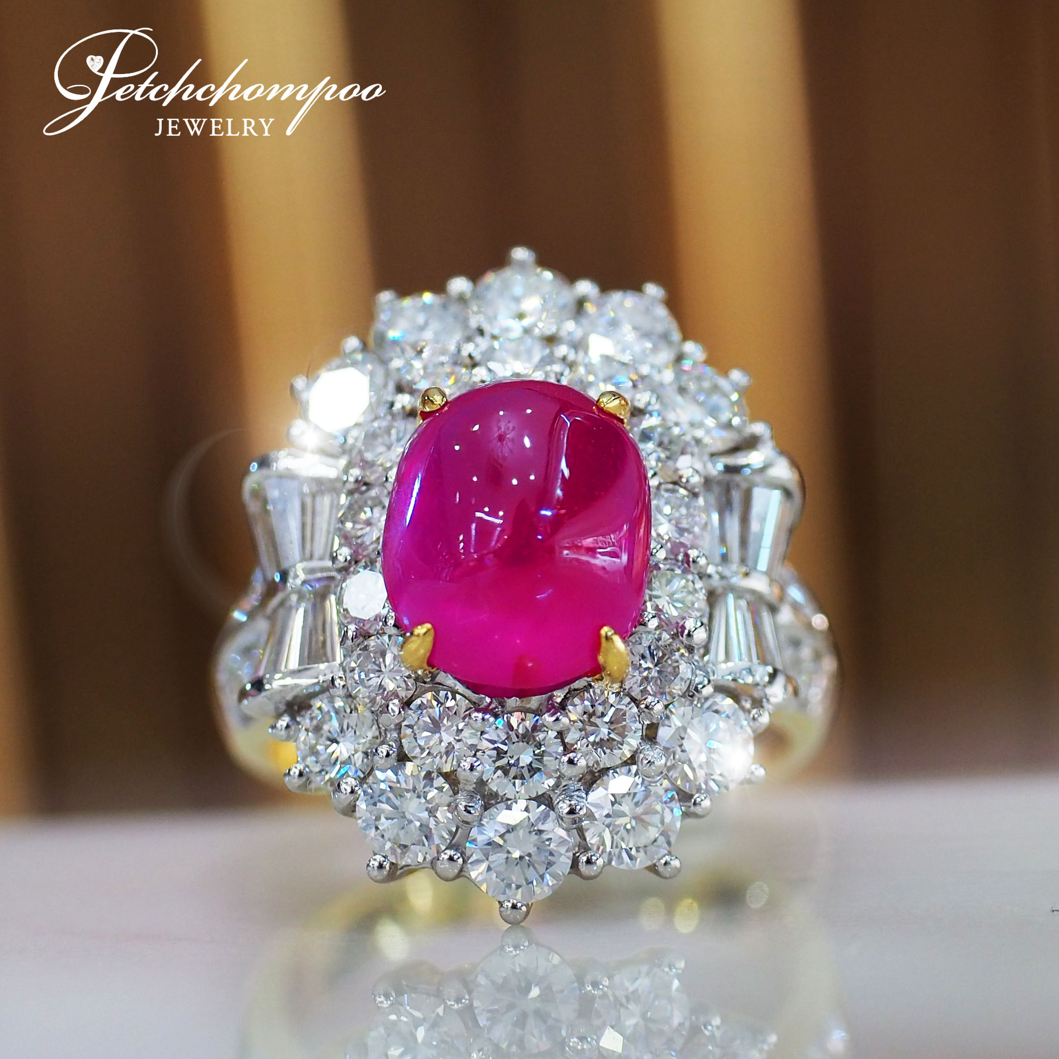 [27055] Burmese ruby ring with diamonds Emil Certificate  149,000 