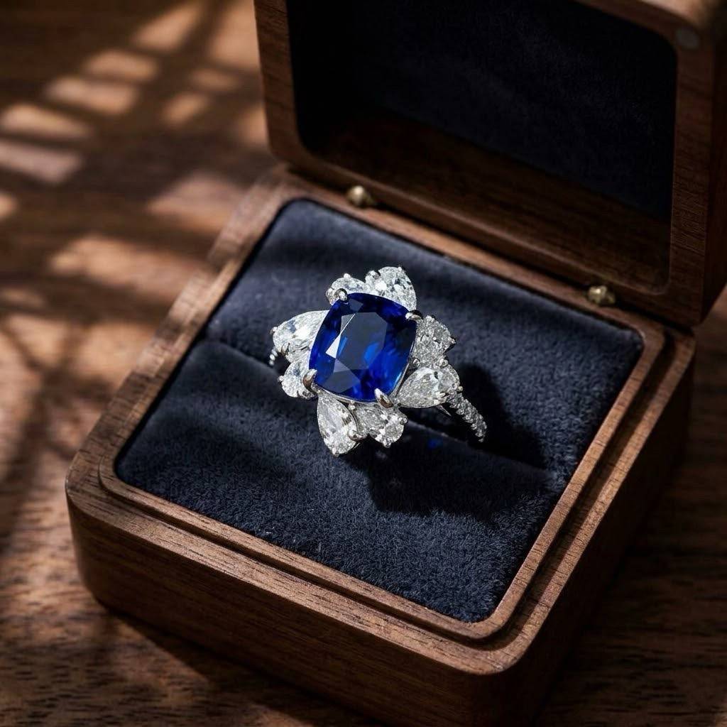 [30707] แหวนไพลินศรีลังกา Vivid Blue Celestial Vivid Blue 4.09 กะรัต | AIGS  399,000 