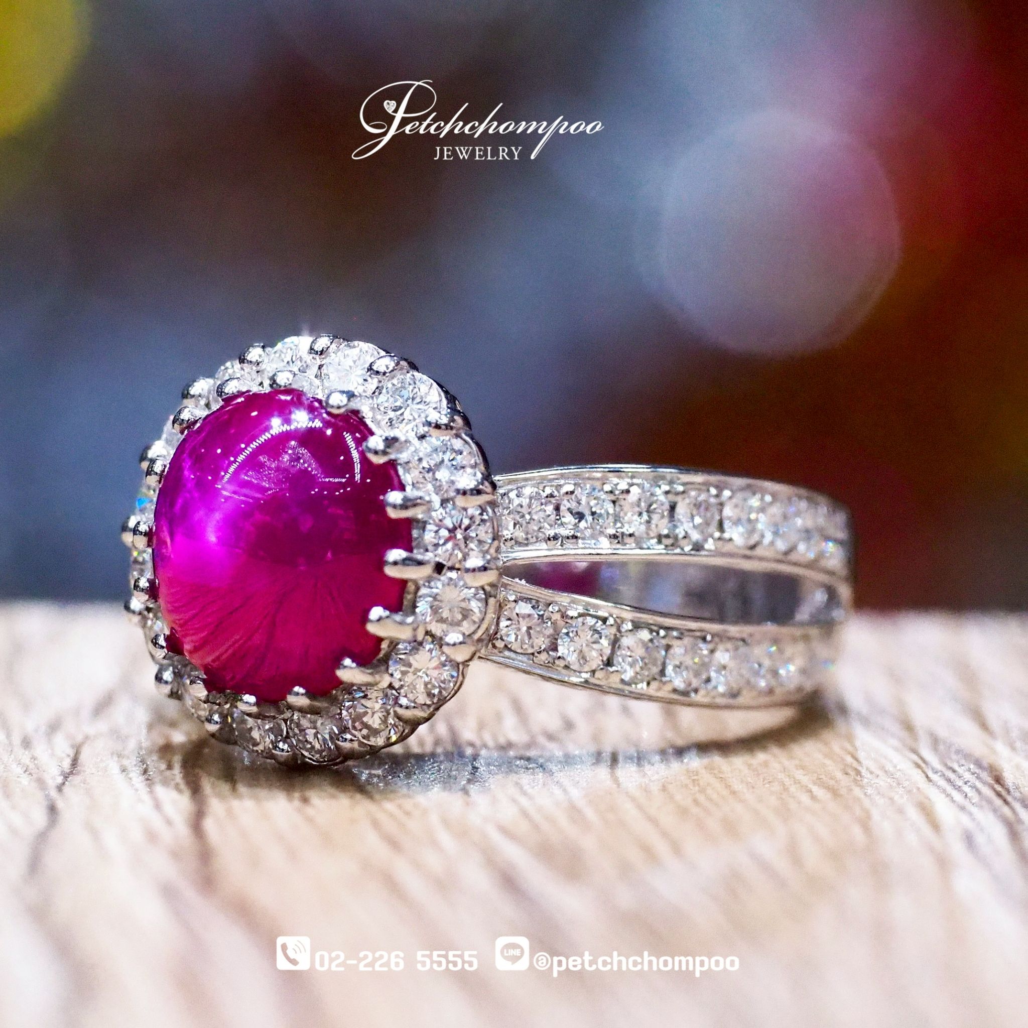 [27323] Burmese ruby ring,unheated, 4.96 carats set with diamonds, sir EMIL.  99,000 