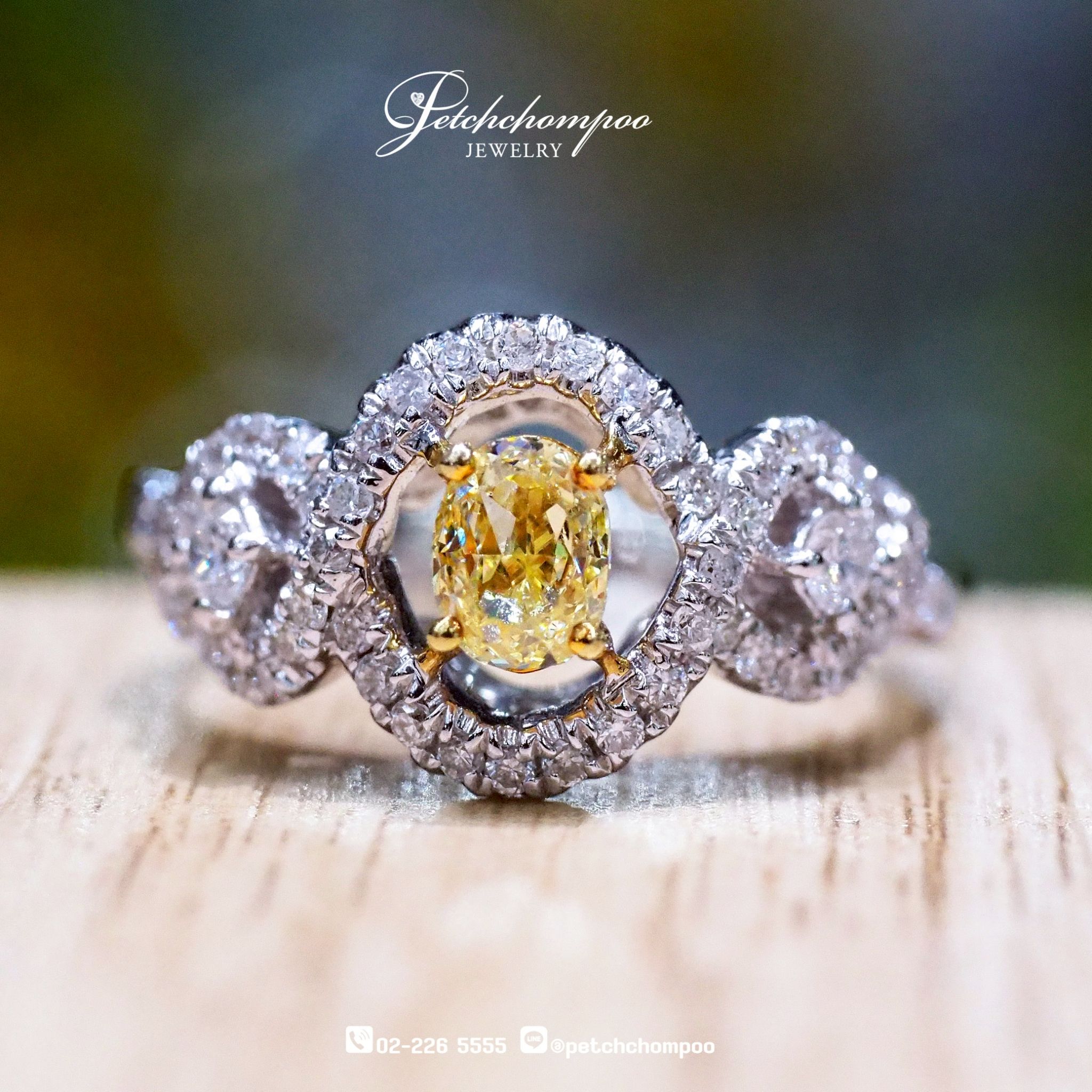 [007516] แหวนเพชรFancy Vivid Yellow 0.62กะรัต  79,000 