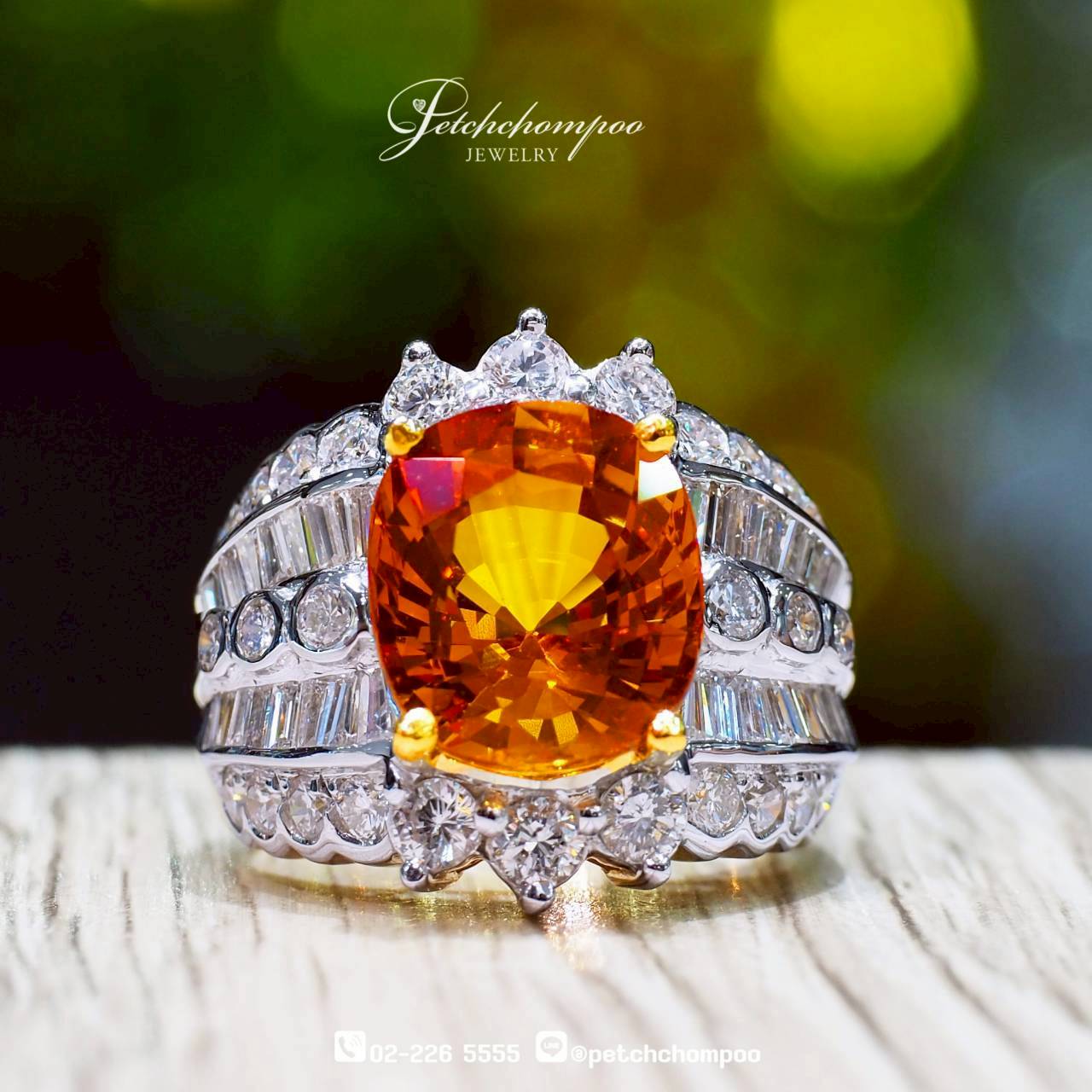 [30337] แหวนบุษราคัมสยามแท้ Golden Blaze™ 6.67 กะรัต ล้อมเพชร| Emil  99,000 