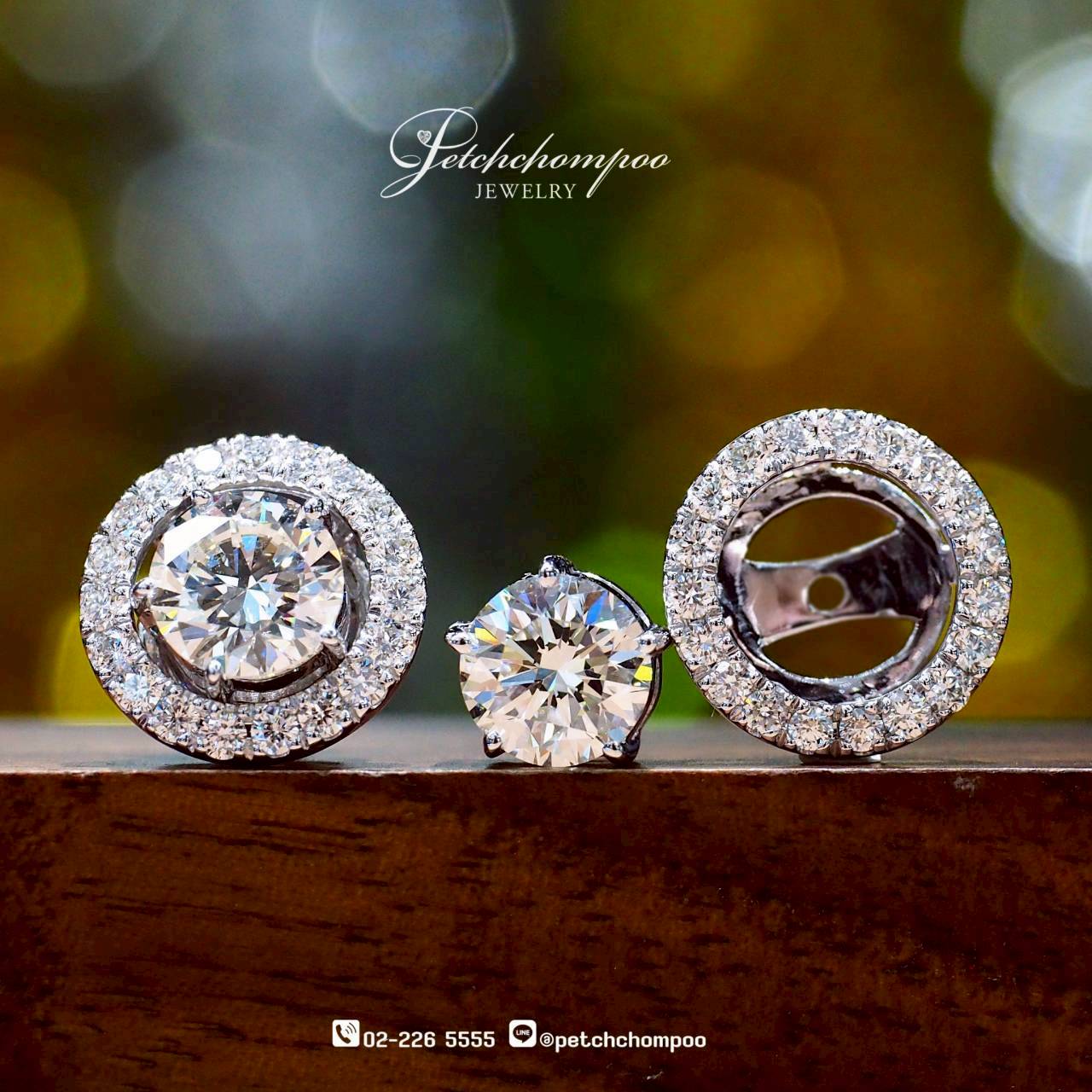 [30412] ต่างหูเพชรกลาง Hearts & Arrows 2in1™  เม็ดละ 1 กะรัต ลดราคาเหลือ 229,000