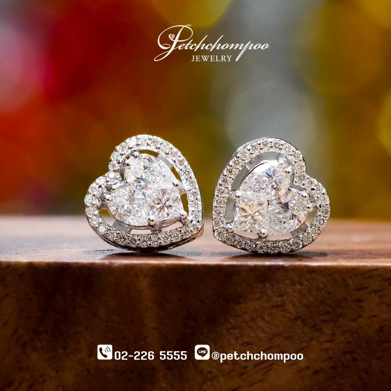 [29998] ต่างหูเพชรรูปหัวใจ Love Symphony 0.84 กะรัต ลดราคาเหลือ 48,000