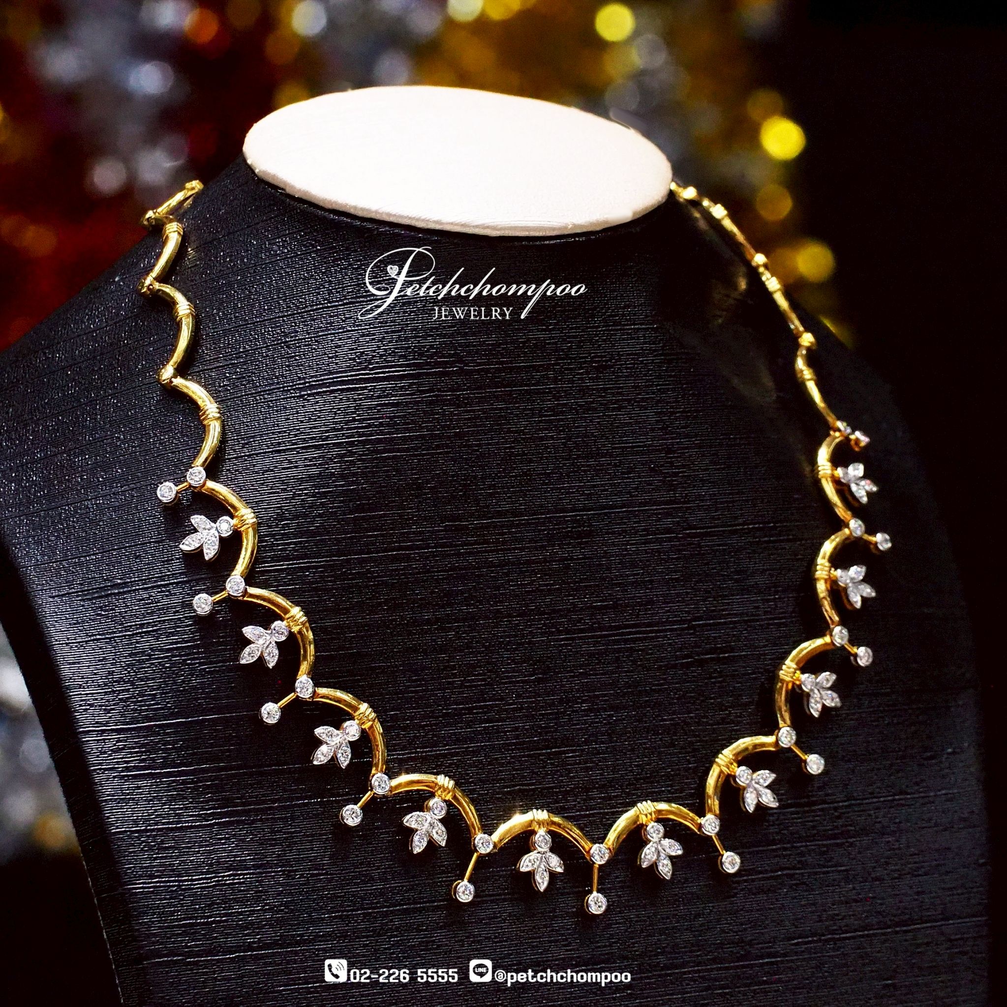 [022724] สร้อยคอเพชร3.5กะรัตเรือนทองคำ  – สวยสง่า หรูหราเหนือระดับ  239,000 