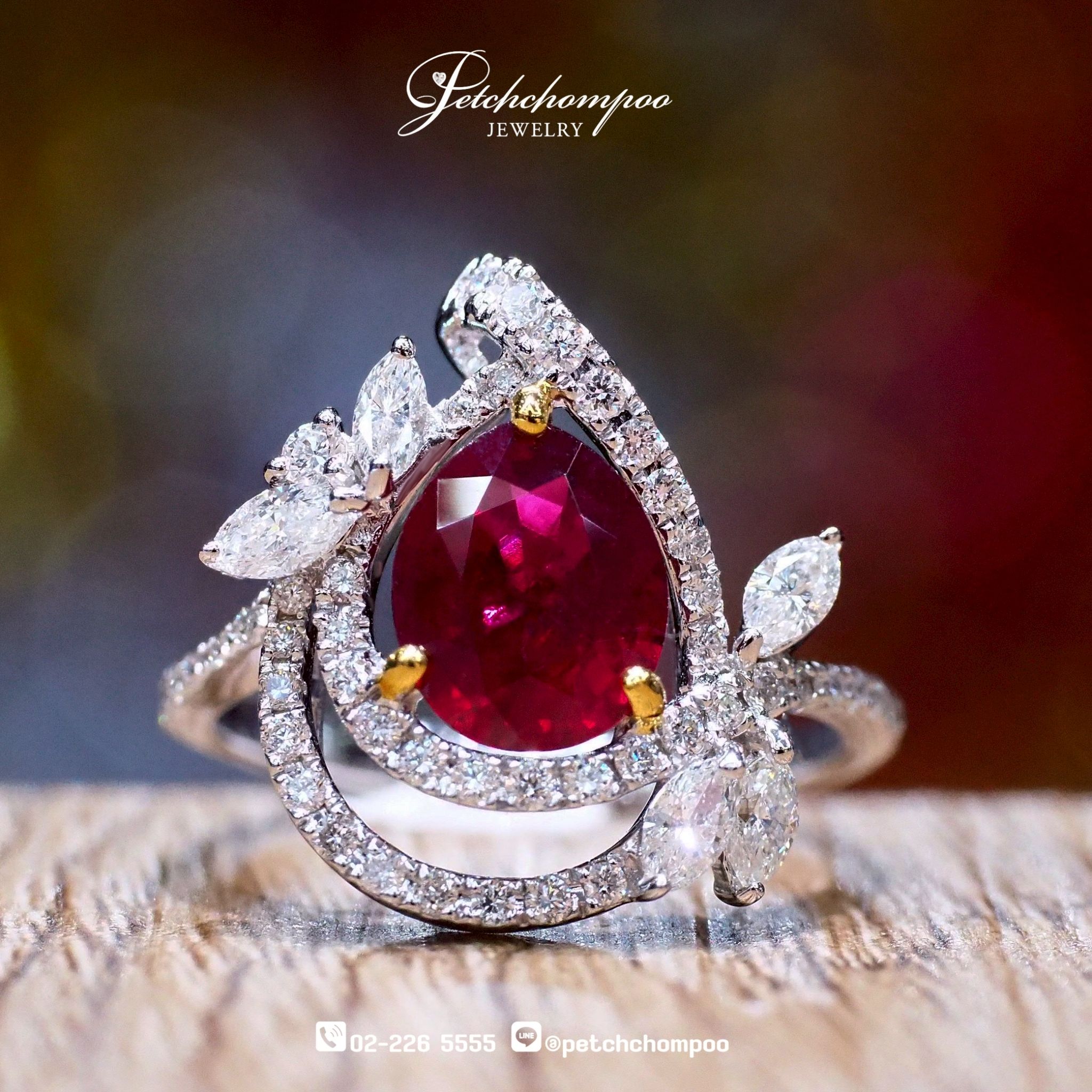 [016344] แหวนทับทิม พ ม่ า ล้อมเพชร เซอร์ GIA  199,000 