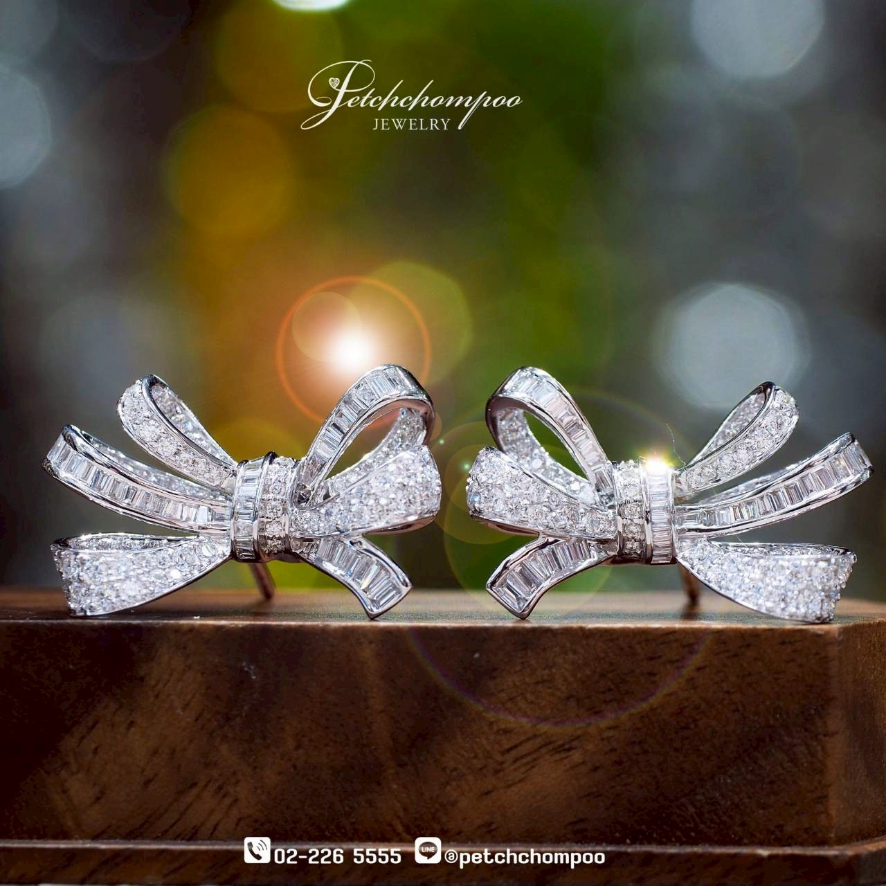 [30291] ต่างหูริบบิ้นเพชร Diamond Ribbon Elegance™ 1.93 กะรัต  99,000 