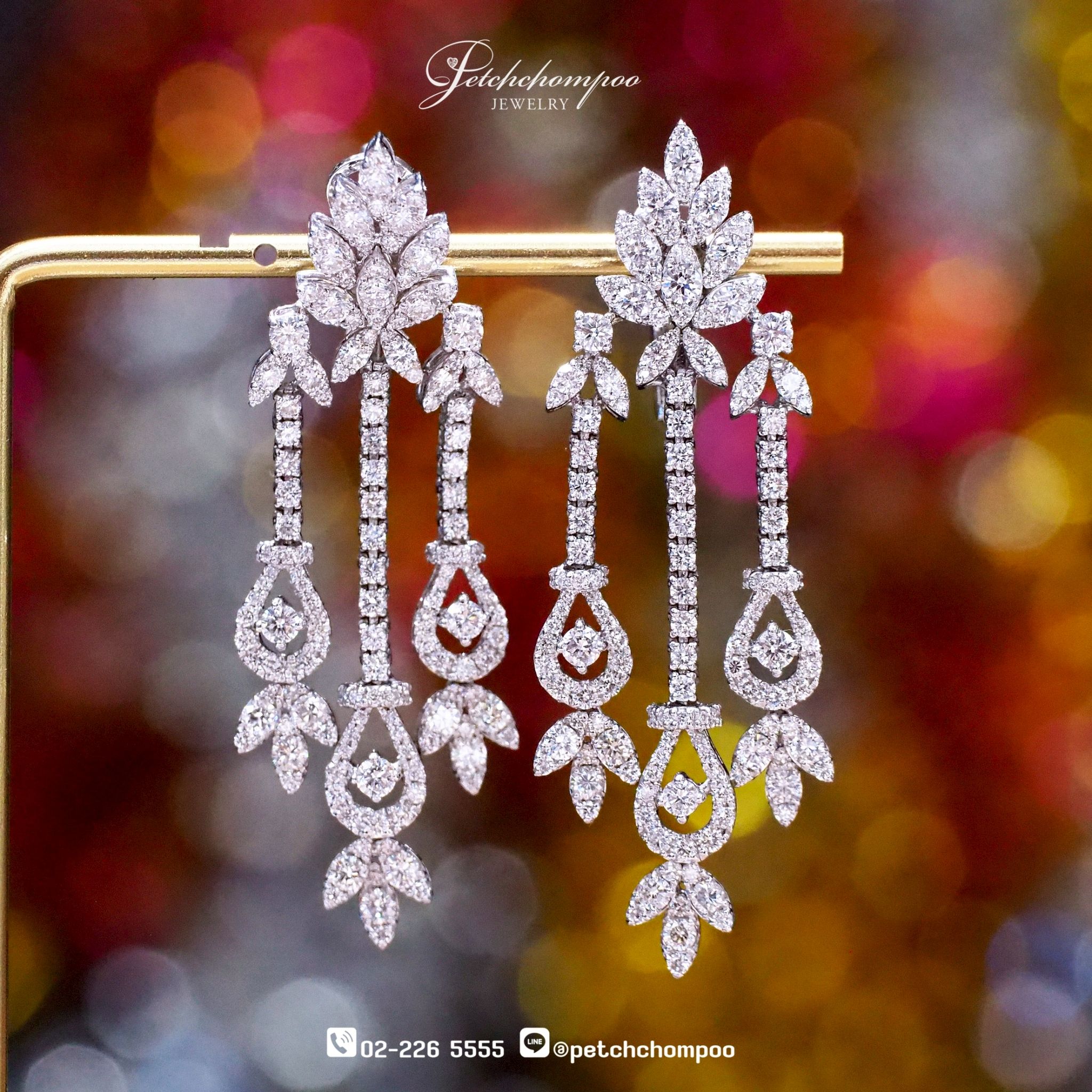 [022862] Royal Flora Drop™ — 5.67 ct Diamond Floral Chandelier Earrings Discount 199,000