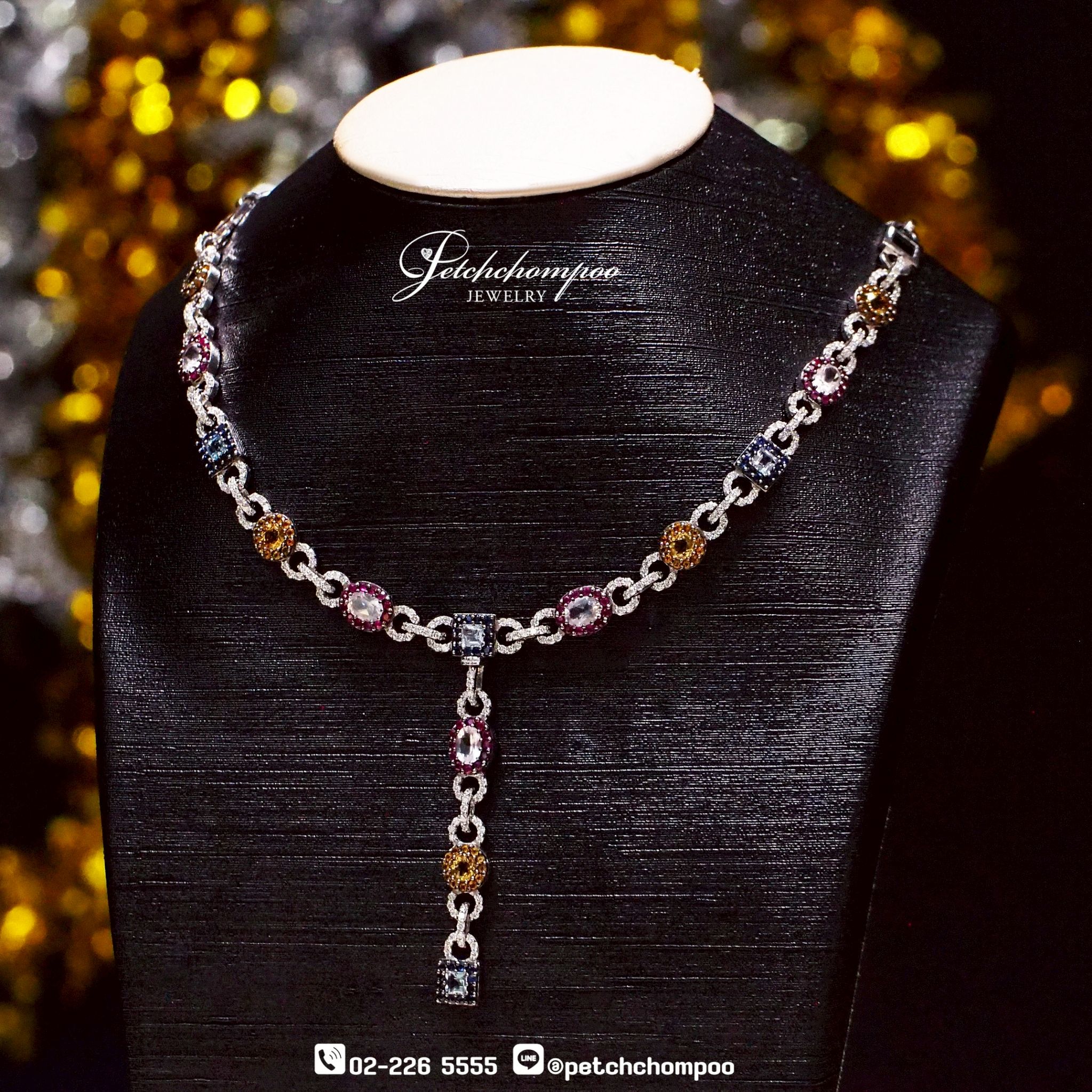 [25364] สร้อยคอเพชรฝังพลอยสี  229,000 