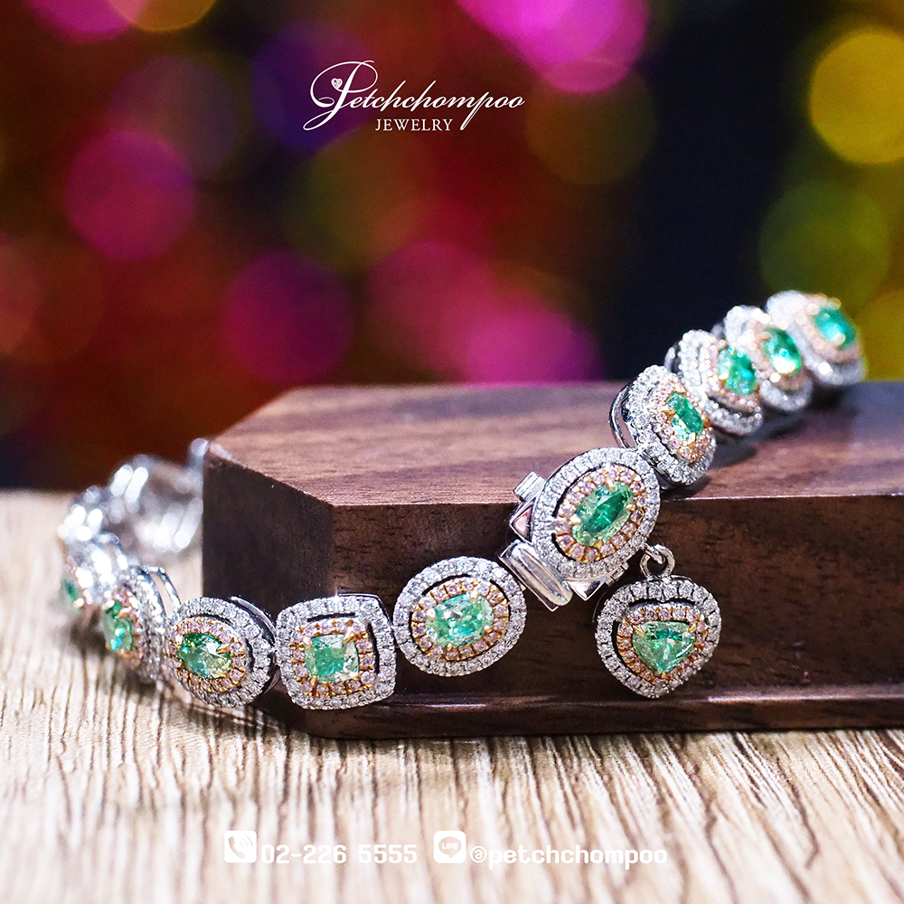 [28507] สร้อยข้อมือเพชรสีเขียว Green Harmony™ 4.94 กะรัต AGL  590,000 