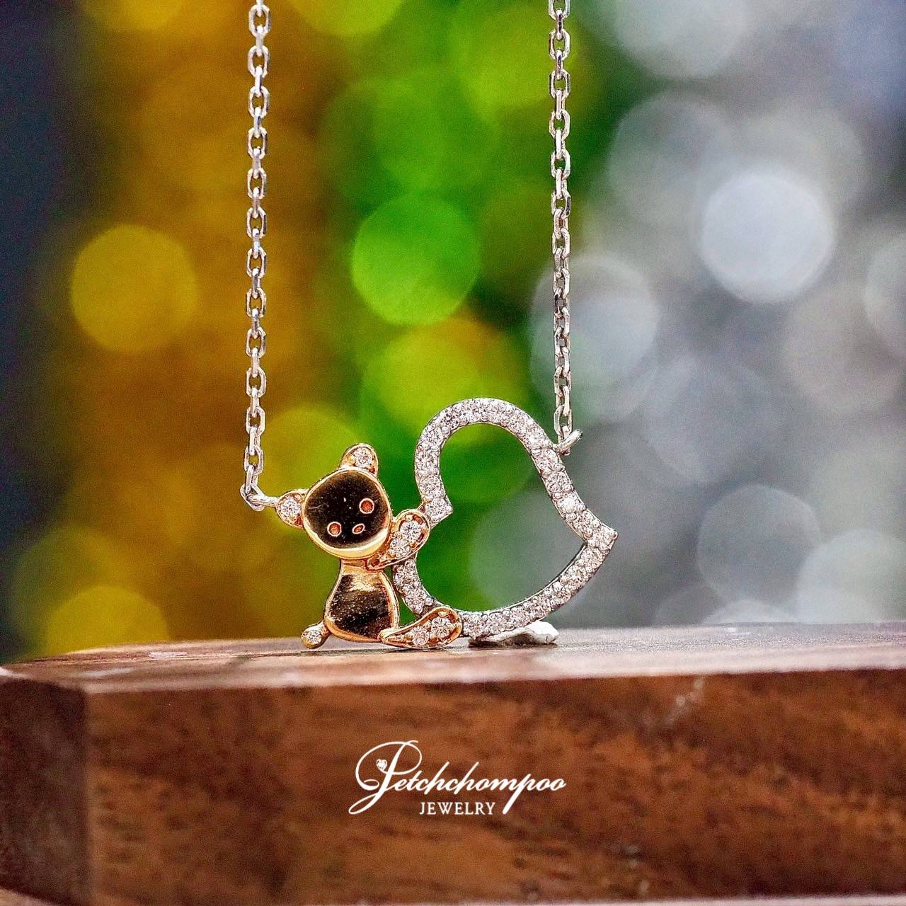 [022159] สร้อยคอจี้ Teddy Bear ฝังเพชร  19,000 