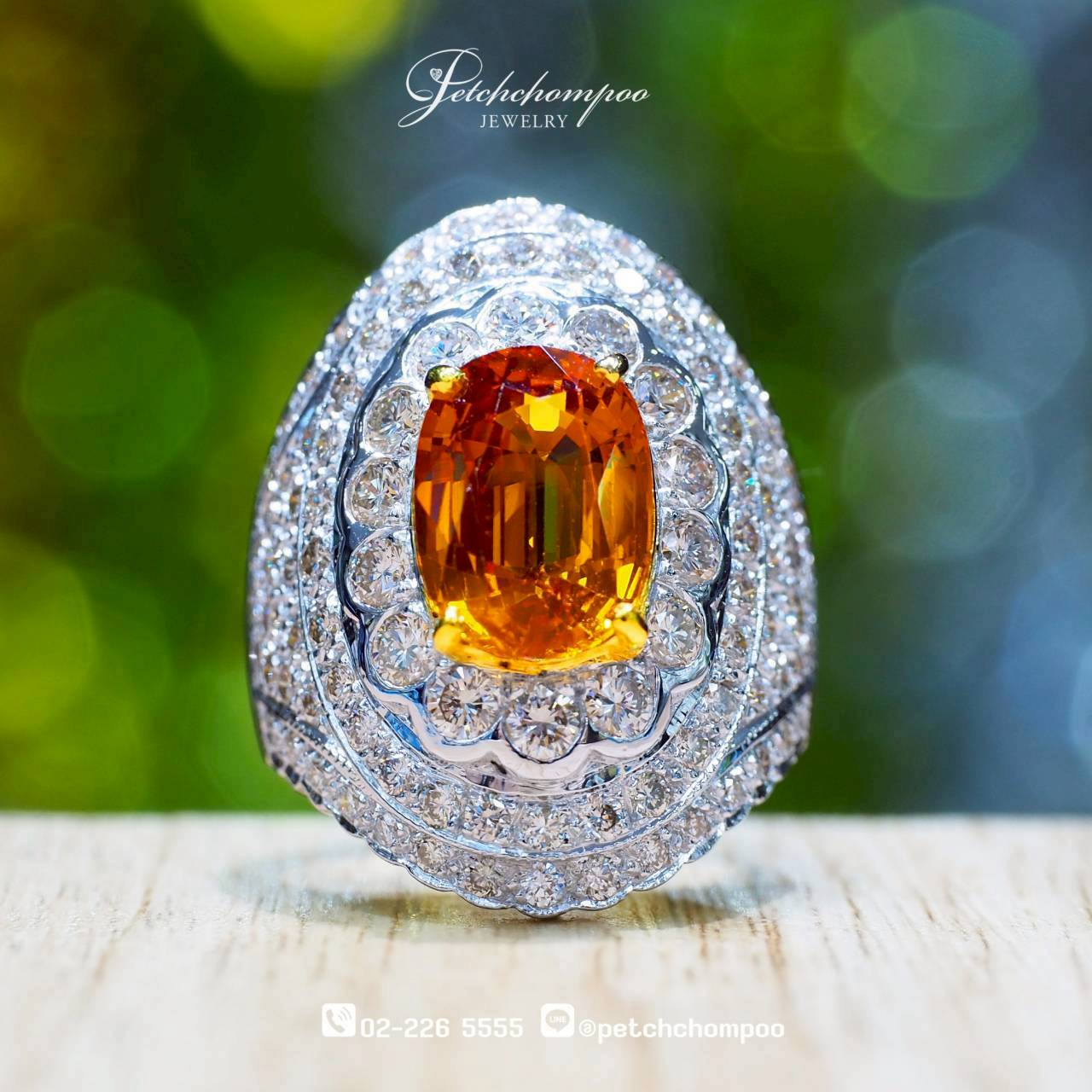 [022892] แหวนบุษราคัมสยาม Golden Flame Radiance™4.24 กะรัต ฝังเพชร | Emil  79,000 