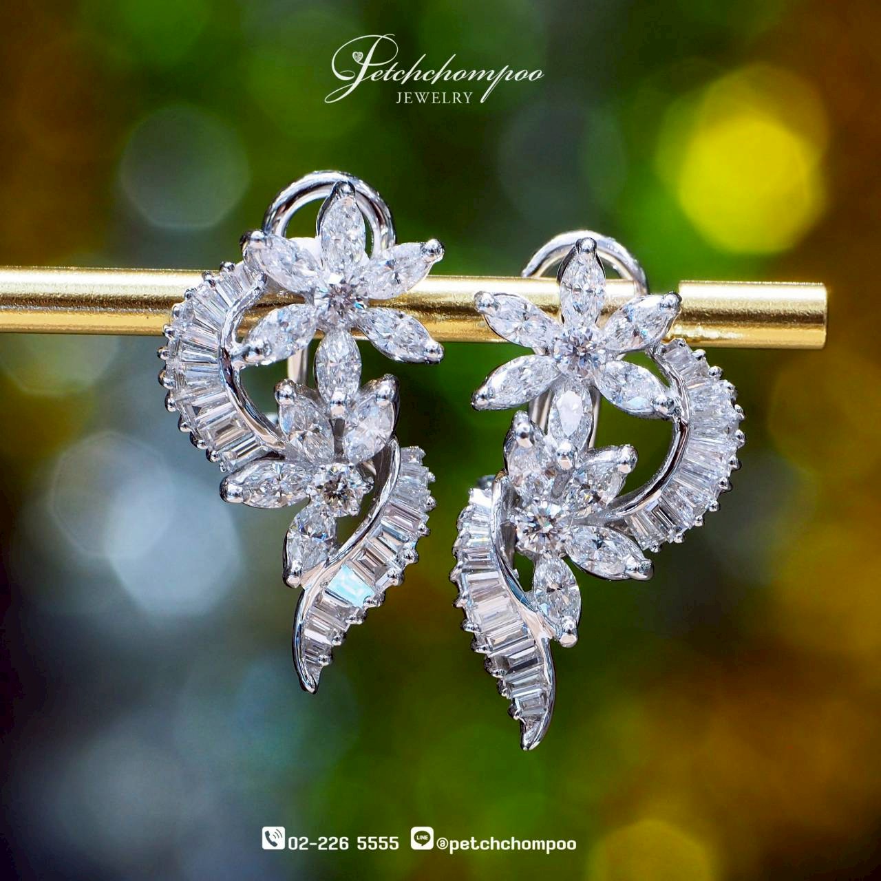 [30181] Floral Cascade™ — Triple Bloom Diamond Earrings  69,000 