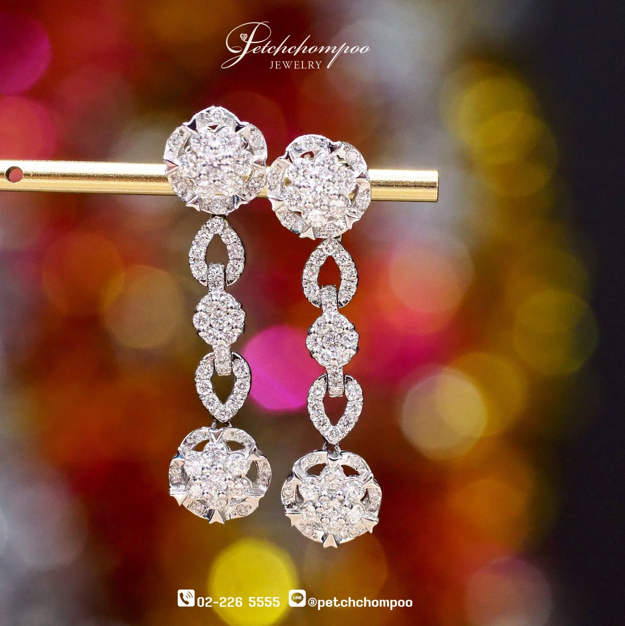 [021594] Gala Bloom Drop™ — 1.85 ct Diamond Floral Link Drop Earrings  89,000 