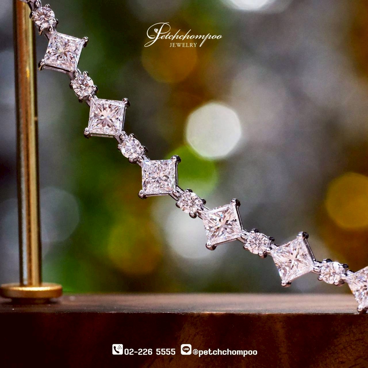 [30123] Regal Geometry™ — 9.31 ct Princess & Round Diamond Bracelet | D VV1-VVS2 GIA Discount 759,000