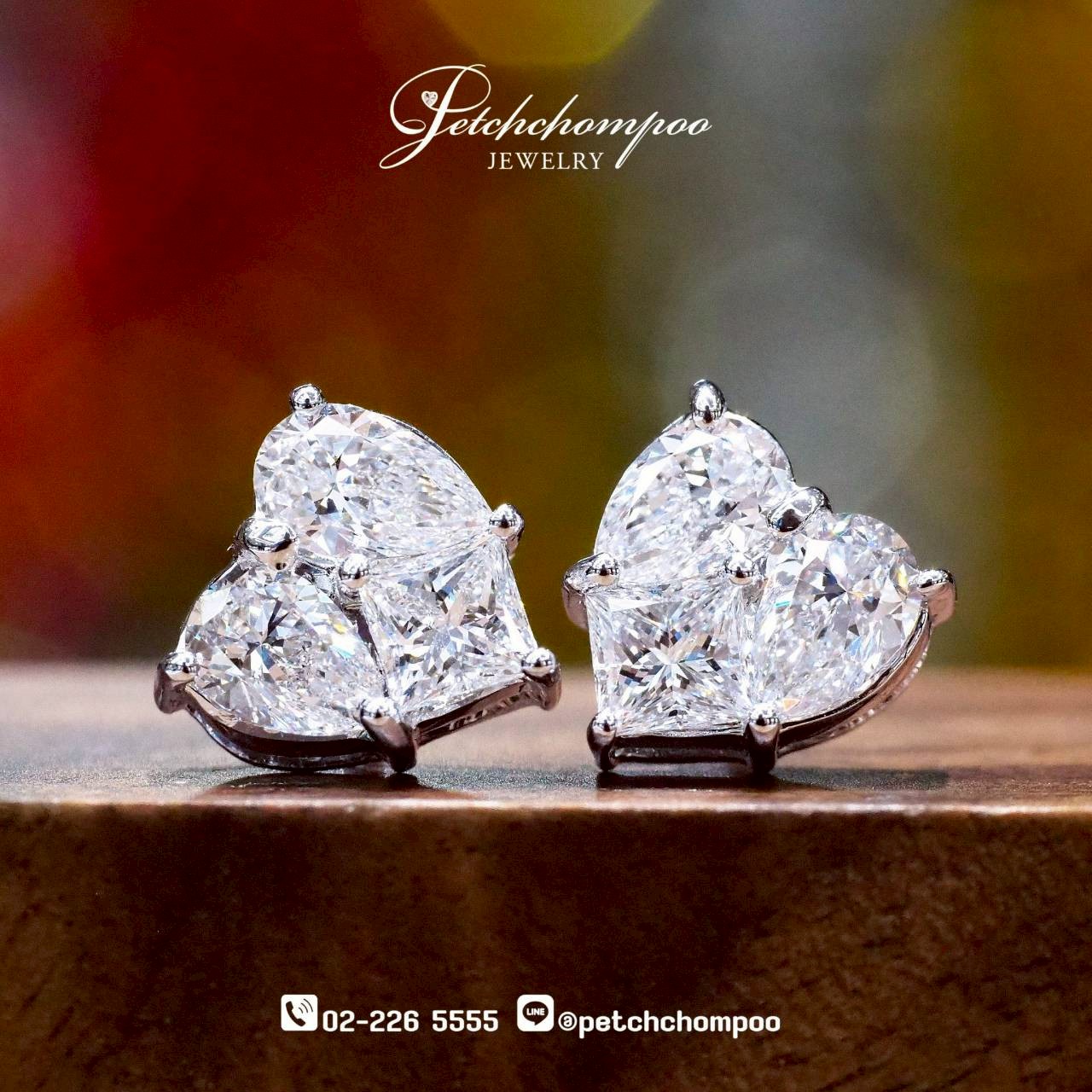 [30015] ต่างหูเพชร Dual Grace™1.93 กะรัต Princess & Pear Cut ลดราคาเหลือ 125,000