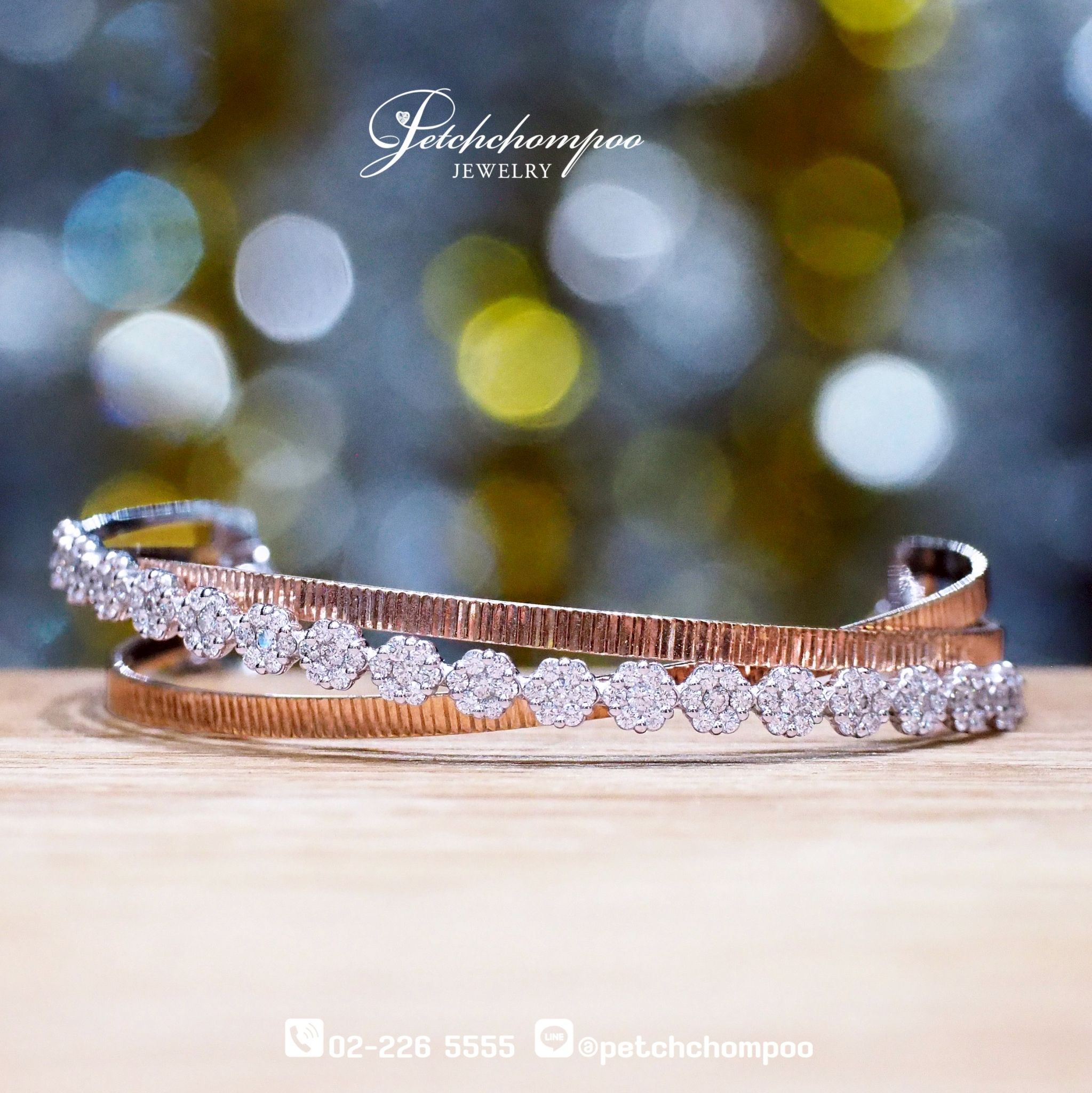 [021946] “Rosélure™” – 18K Pink Gold Diamond Crossover Bangle with 1.36 Carats of Sparkling Diamonds  99,000 
