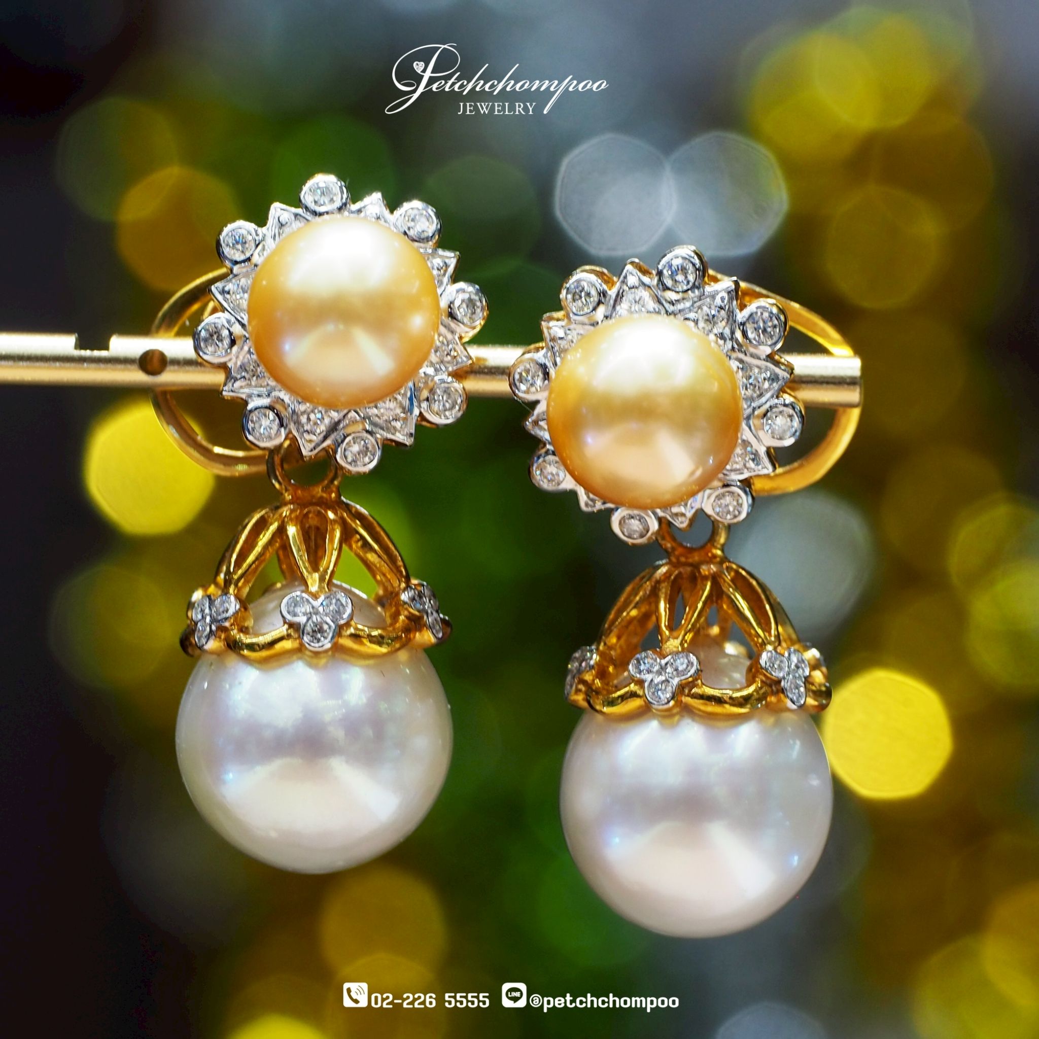 [28172] ต่างหูมุกเซ๊าซี 2 สีฝังเพชร  119,000 