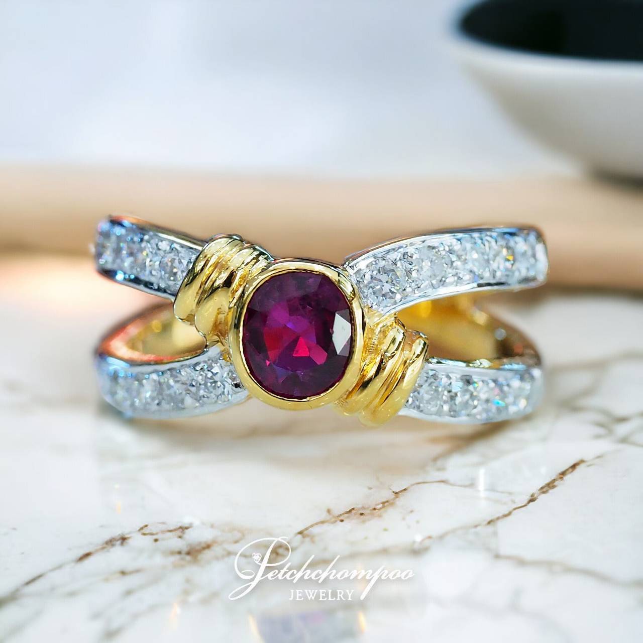 [29073] Siam ruby ​​ring with diamonds  29,000 