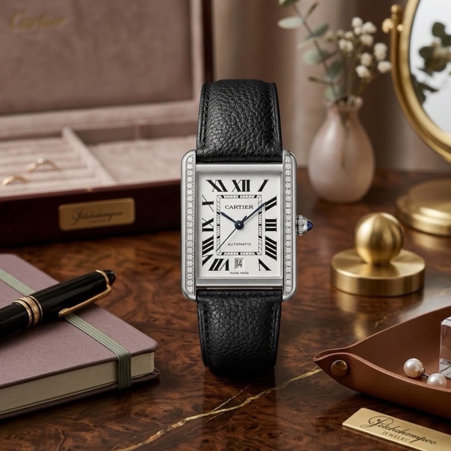 [30725] Cartier Tank Solo XL | Diamond-Set Edition เม็ดมะยม Blue Sapphire  135,000 