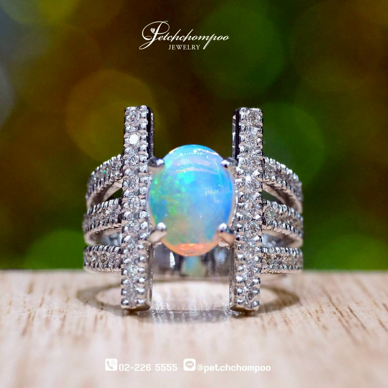 [30080] Opaline Radiance™ Modern White Opal 1.06 carat & Diamond Ring| IGL  59,000 