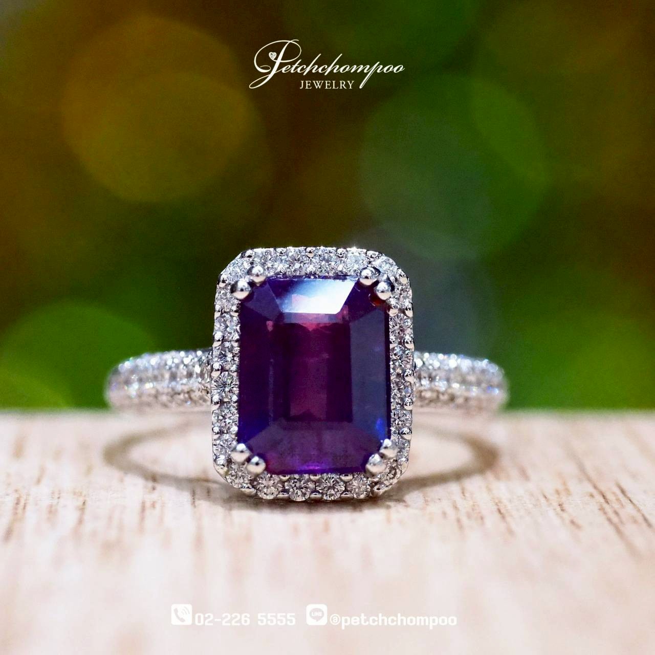 [30085] Majestic Amethyst Spark™ Purple Sapphire 4.00 carat & Diamond Halo Ring  69,000 