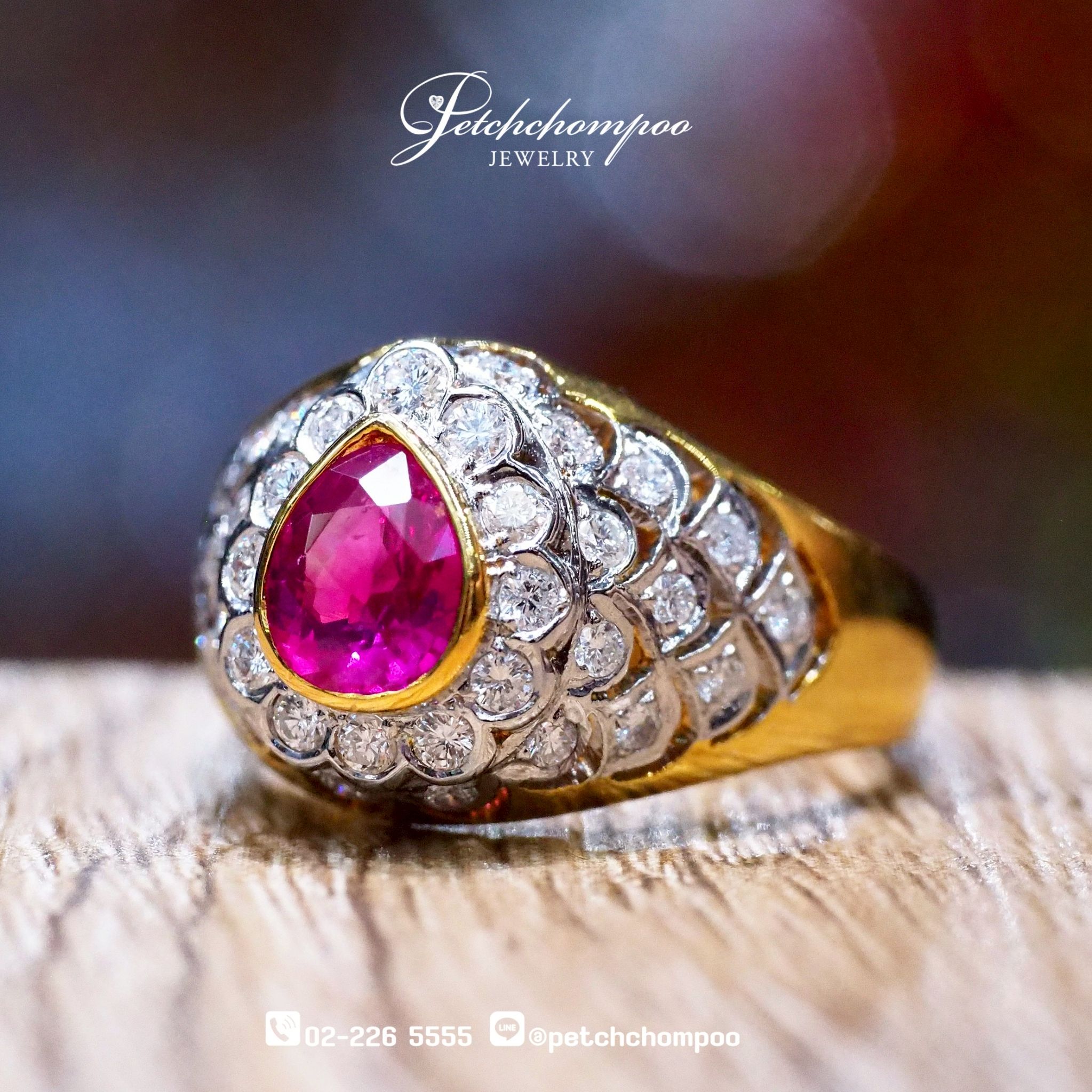 [023161] แหวนทับทิม พ ม่ า ฝังเพชร  39,000 