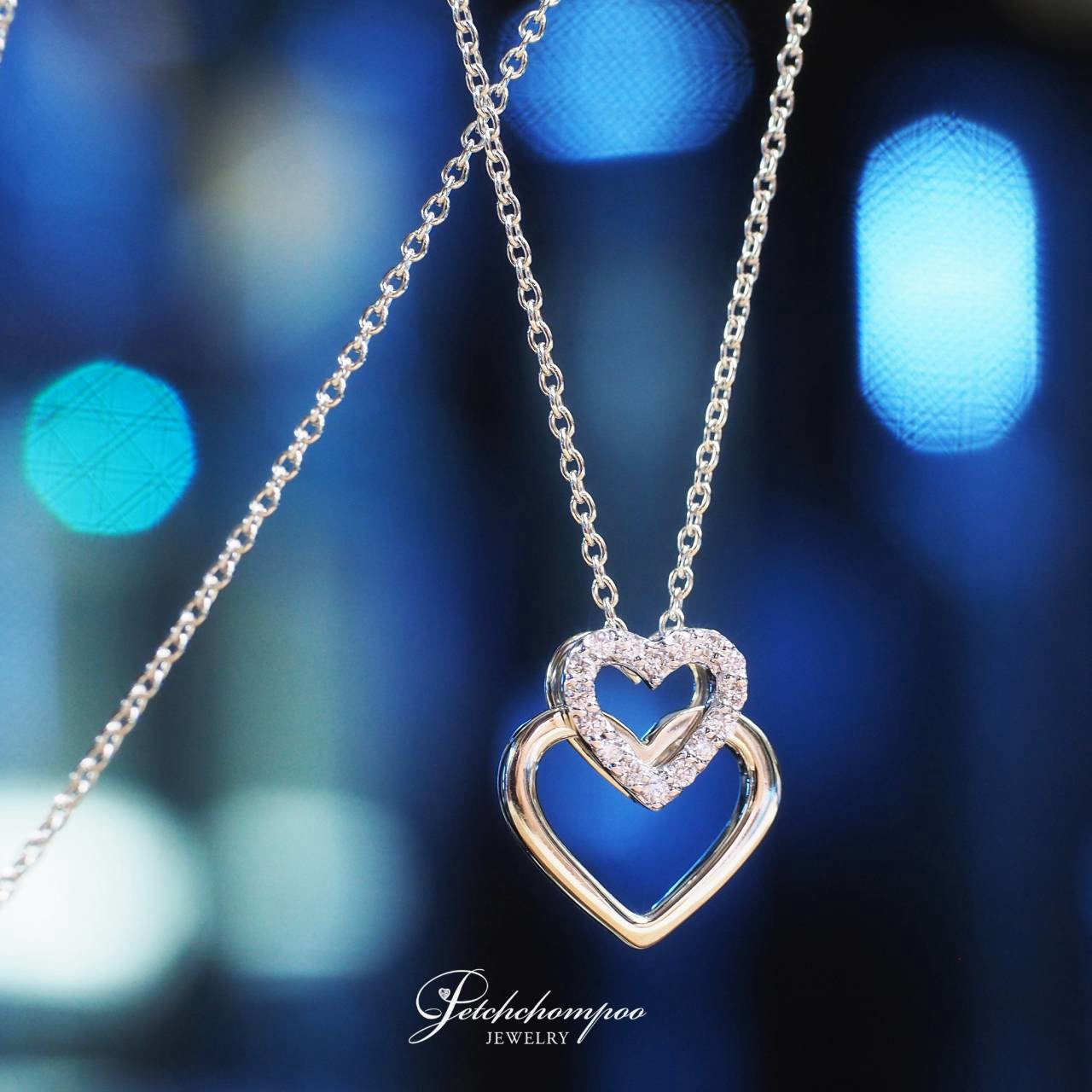[31078] Double heart-shaped diamond pendant with Romantic Layer necklace.  39,000 