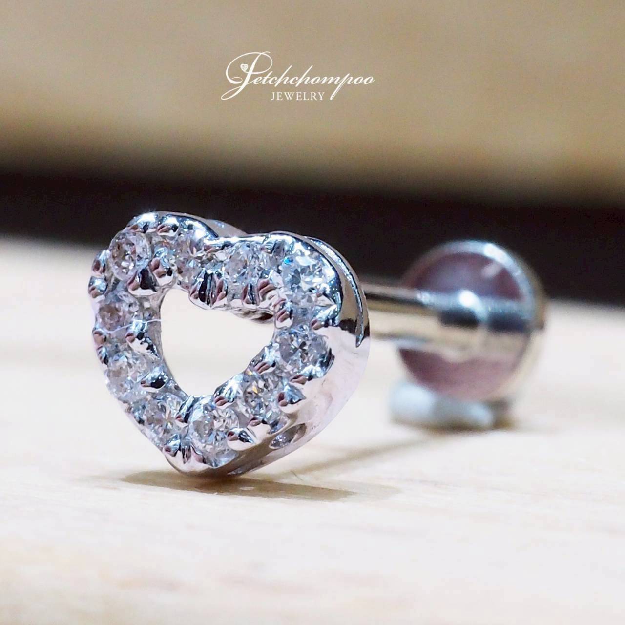 [30799] ต่างหูเพชรหัวใจ EarPiercing  Sweet Heart Comfort 0.10 กะรัต  9,900 