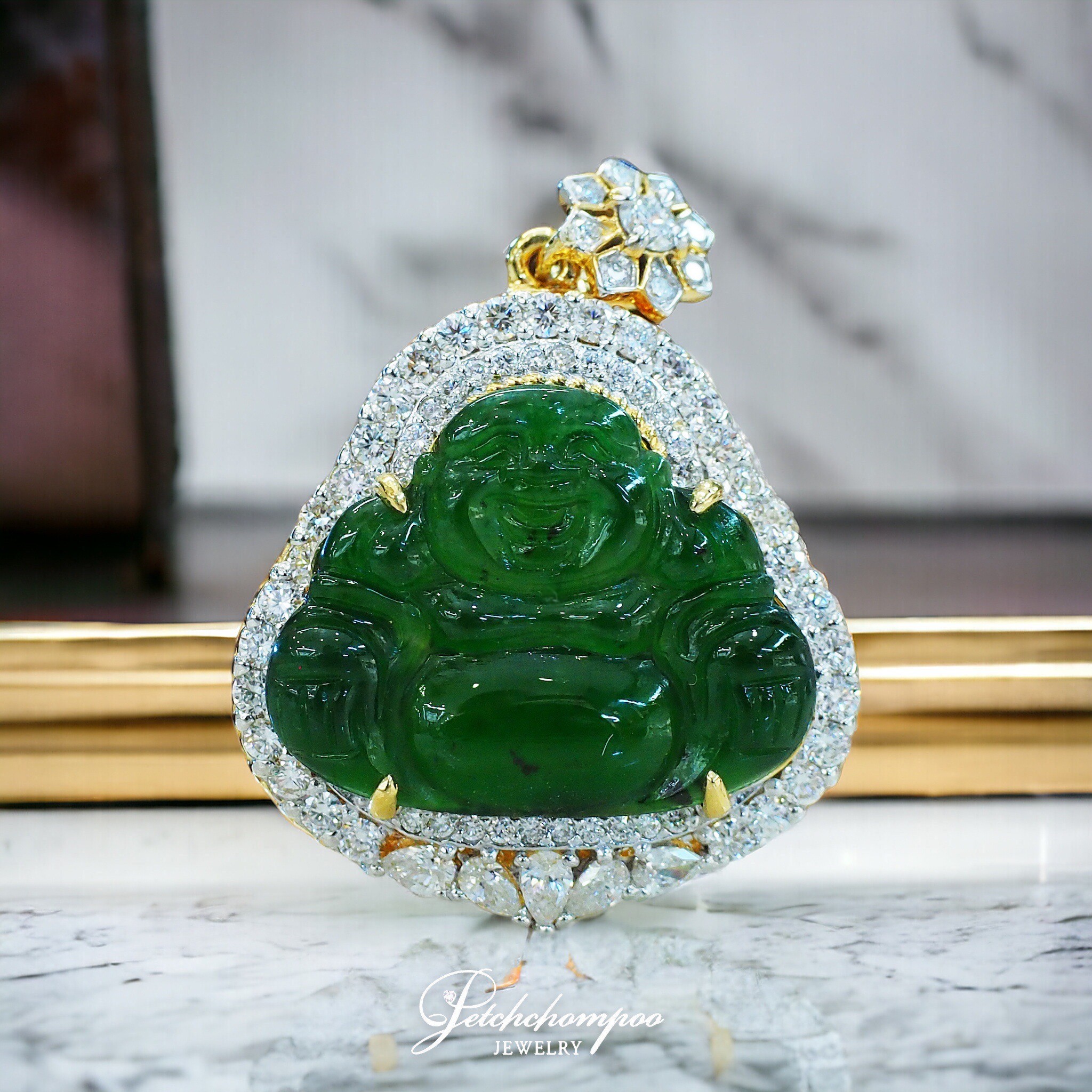 [28811] Carved A-Jade Happy Buddha pendant  129,000 