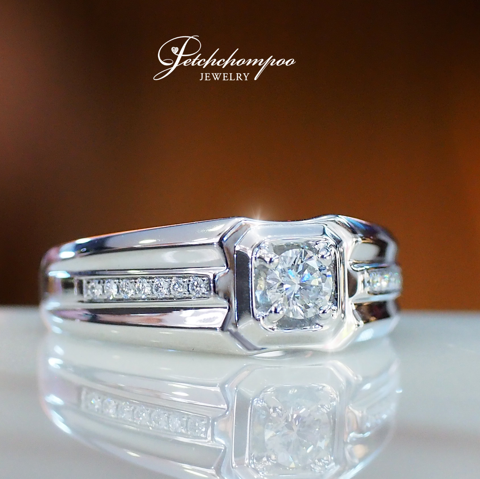 [27220] แหวนเพชรใบเซอร์ GIA 0.30 กะรัต H Color  49,000 