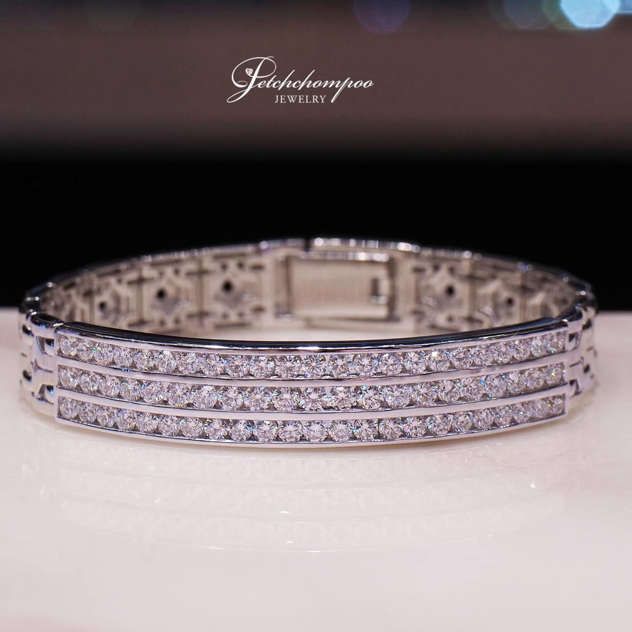 [31130] Wide, triple-row diamond bracelet, featuring a total of 3.28 carats.  289,000 