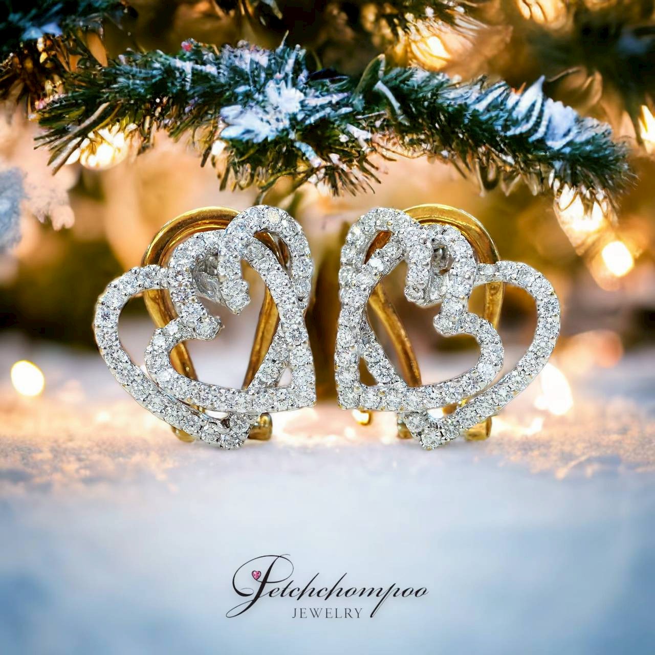 [28503] Heart-shaped diamond earrings, 2.20 carats,  79,000 