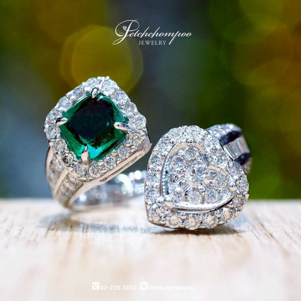 [30400] แหวนมรกตโคลัมเบียและหัวใจเพชร Emerald Heart Duo™ 2 สไตล์หรูหราในวงเดียว  59,000 