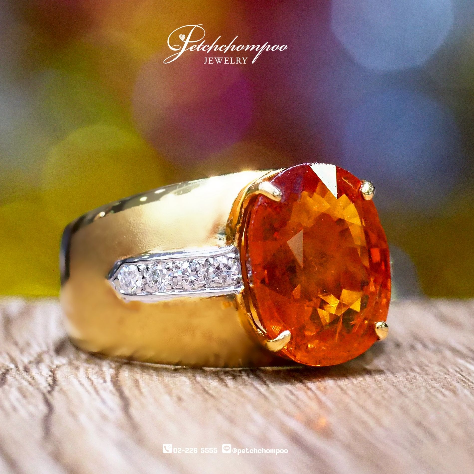 [014114] แหวนบุษราคัมชายฝังเพชร  59,000 
