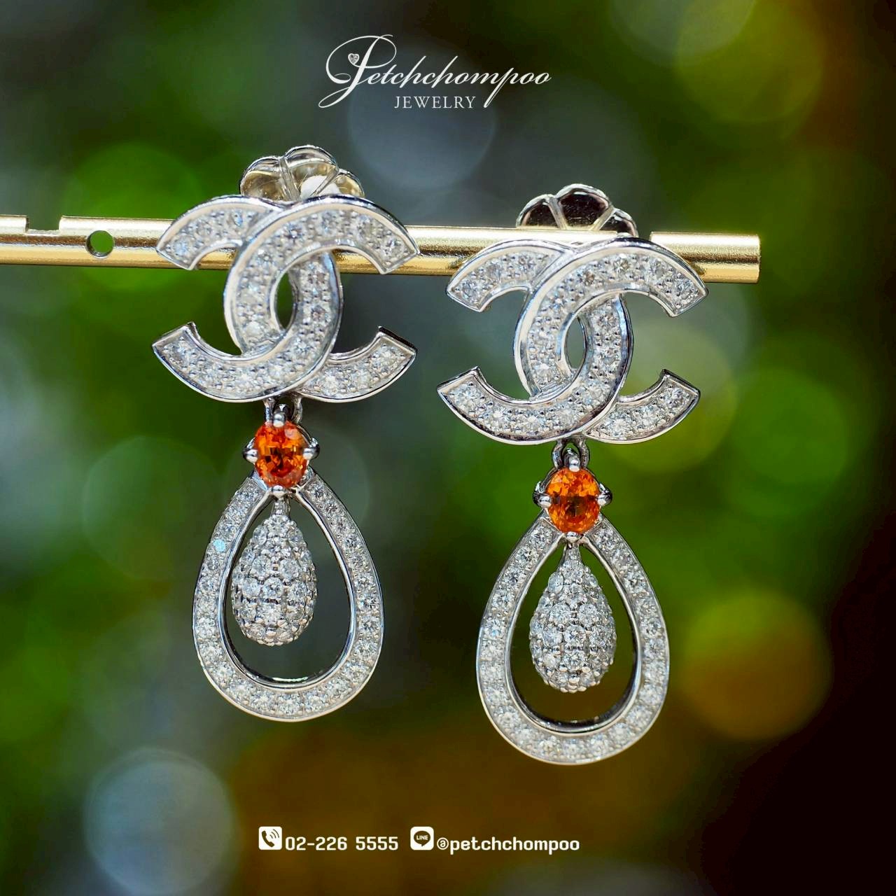 [30222] Golden Flame Elegance™ 1.40 carat Diamond Drop Earrings  59,000 