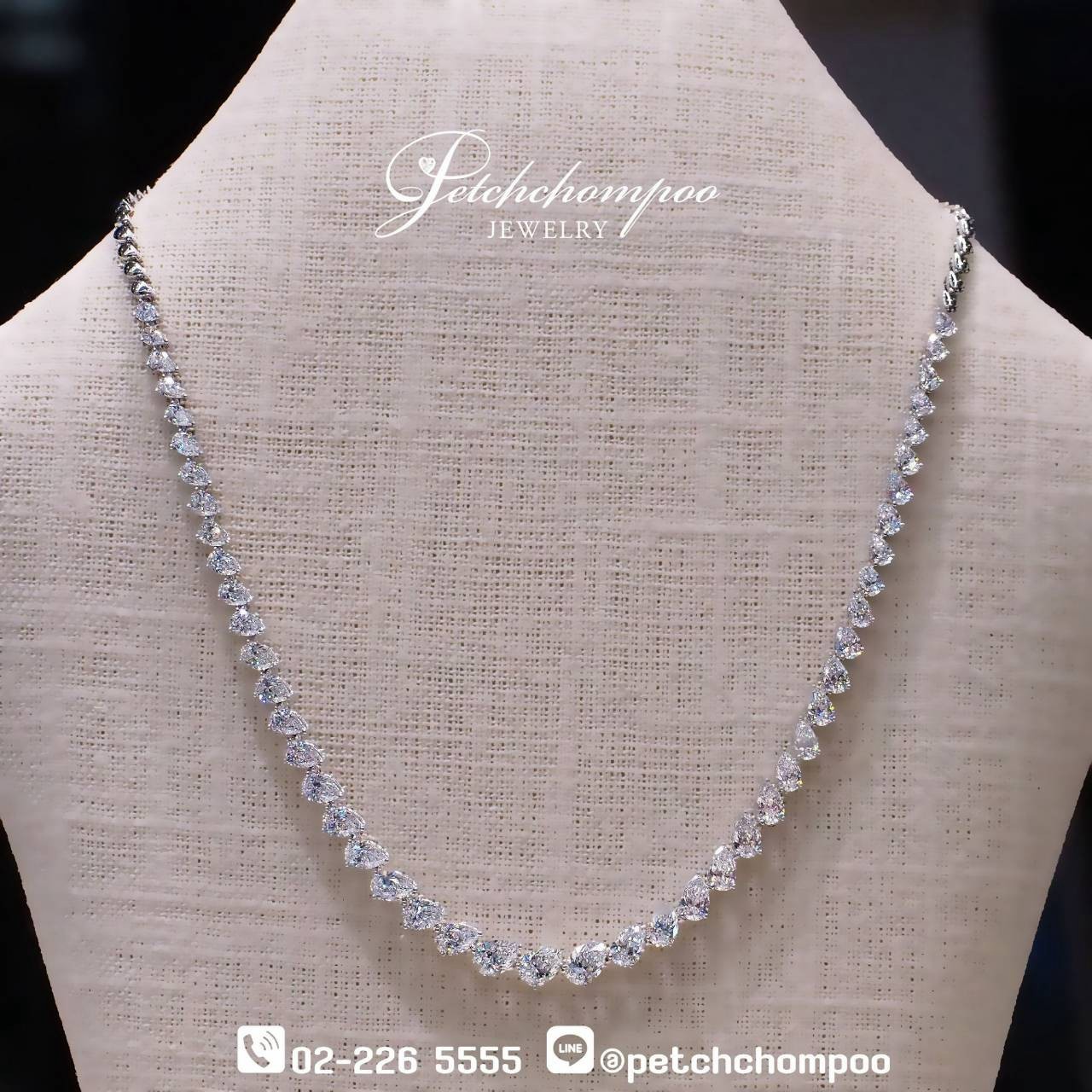 [29860] “Elegant Dewdrop” Pear-Shaped Diamond Necklace – 14.39 Carats  990,000 