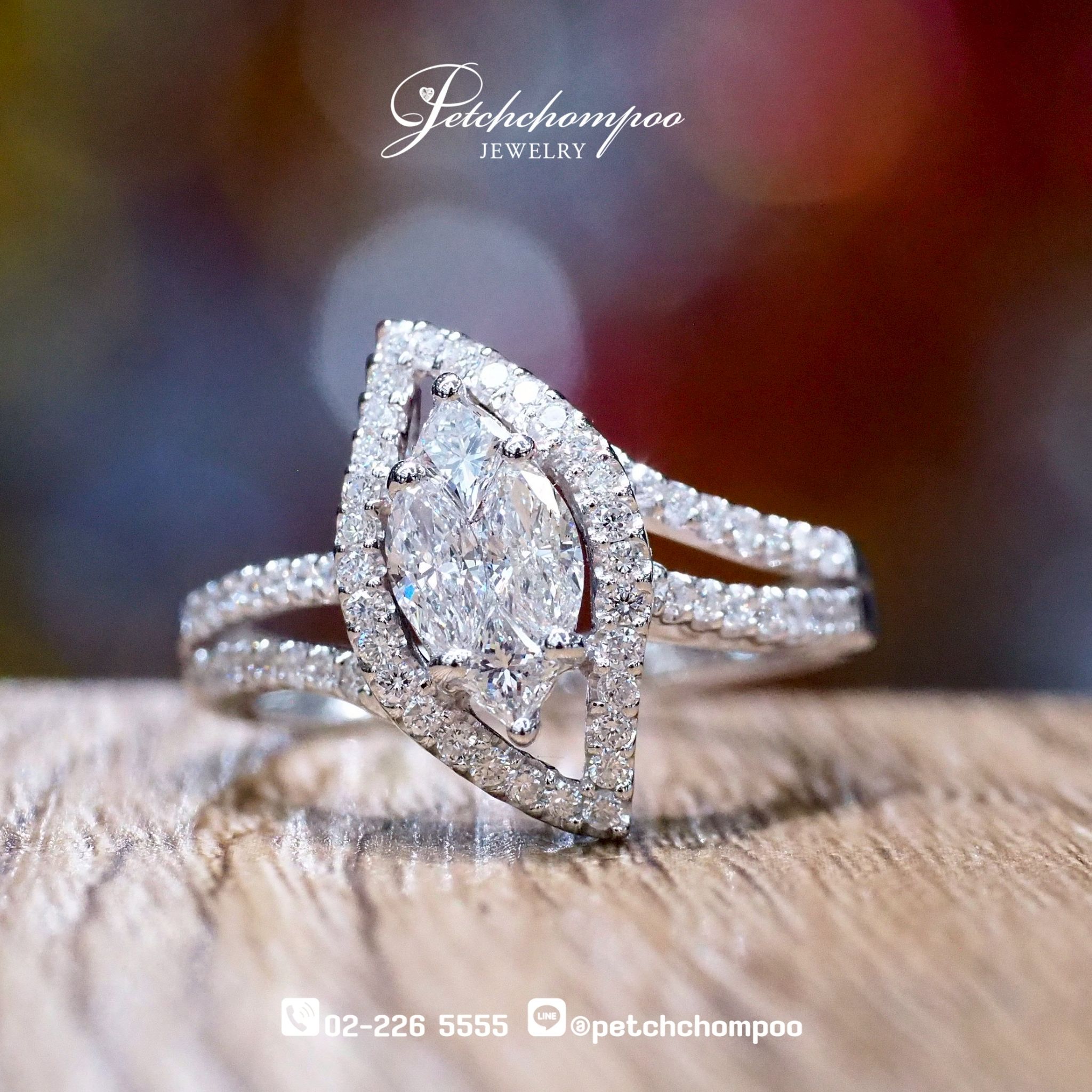 [022775] แหวนเพชรประกบทรงมาคีร์ ลดราคาเหลือ 39,000