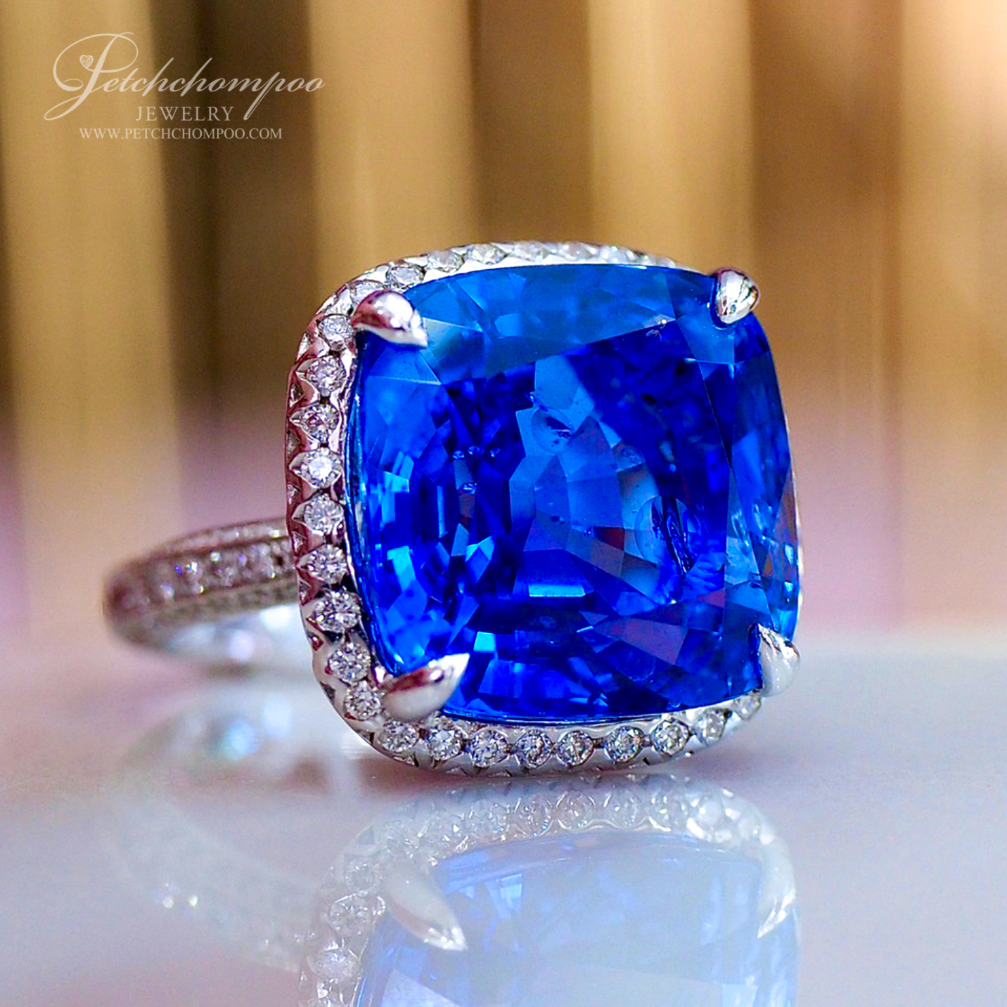 [022349] แหวนไพลินซีลอน Vivid Blue 22 กะรัต เซอร์HGT ลดราคาเหลือ 1,490,000