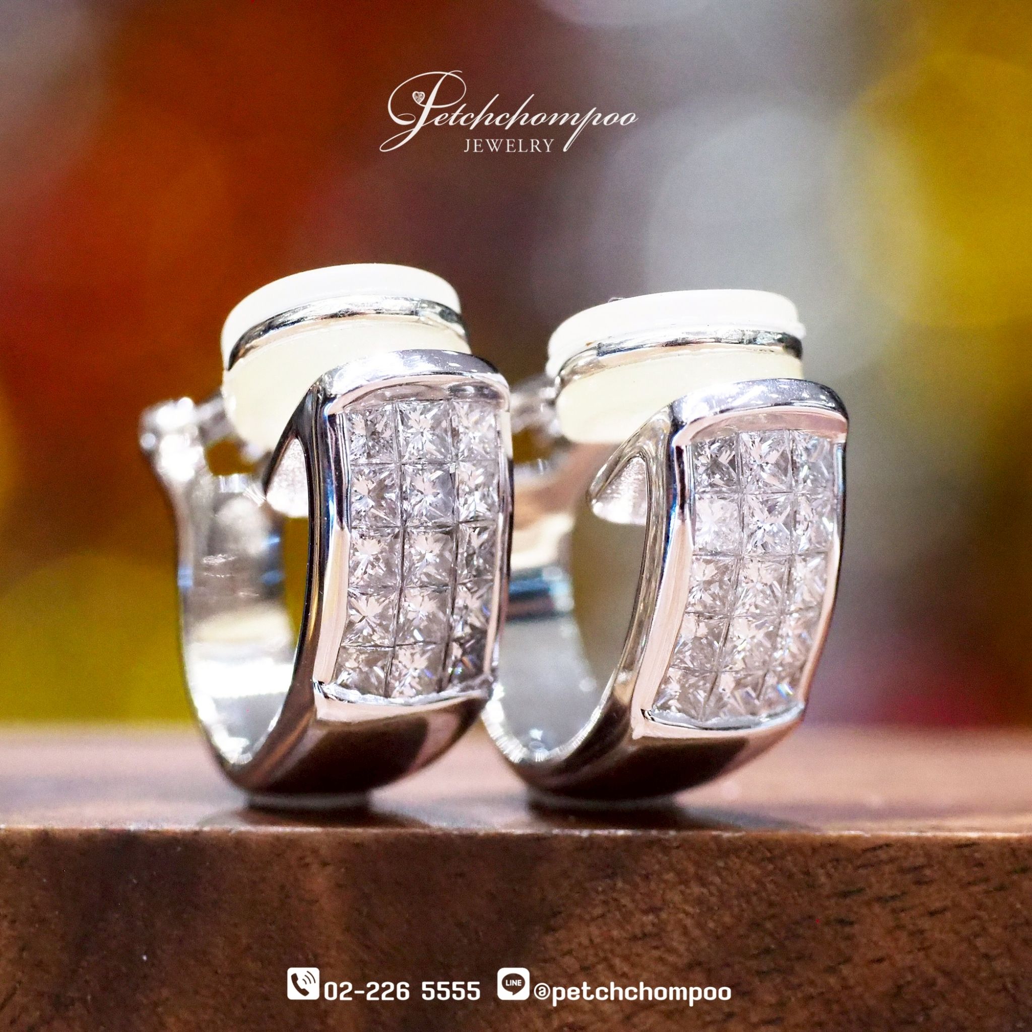 [021461] Invisible Setting Princess Cut Diamond Earring Discount 55,000