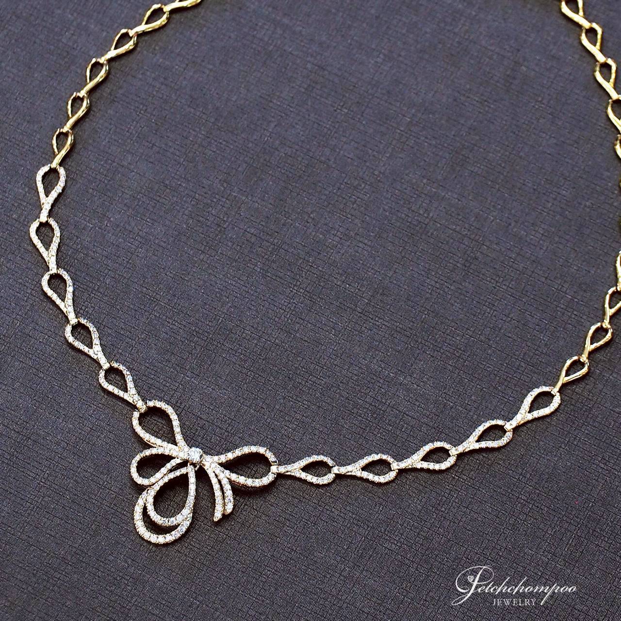 [30615] สร้อยคอโบว์เพชรทอง Golden Ribbon Elegance ลายริบบิ้น 4.21 กะรัต  199,000 