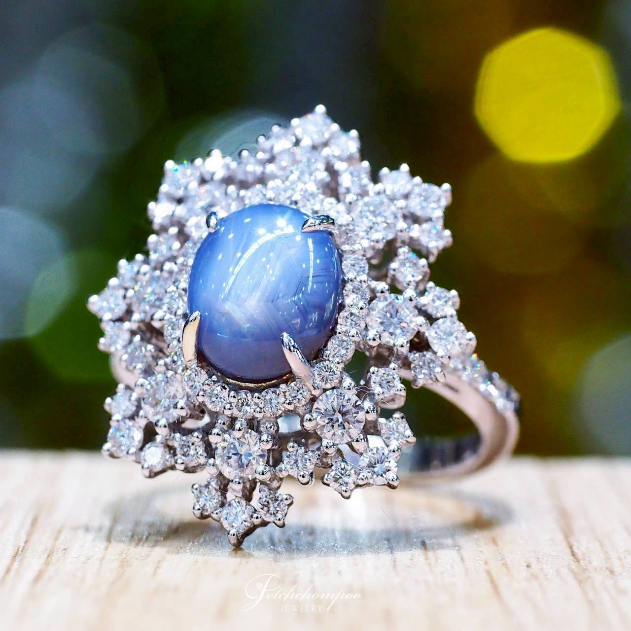 [30532] Celestial PureStar Sapphire™ — 3.12ct Unheated Star Sapphire with Diamond Ring  69,000 