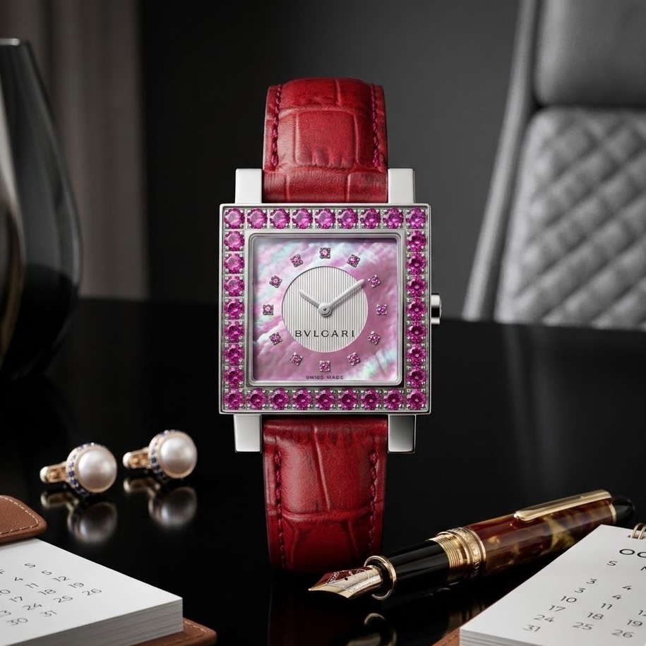 [30708] Bvgari square mother of pearl &ruby original bvl  49,000 